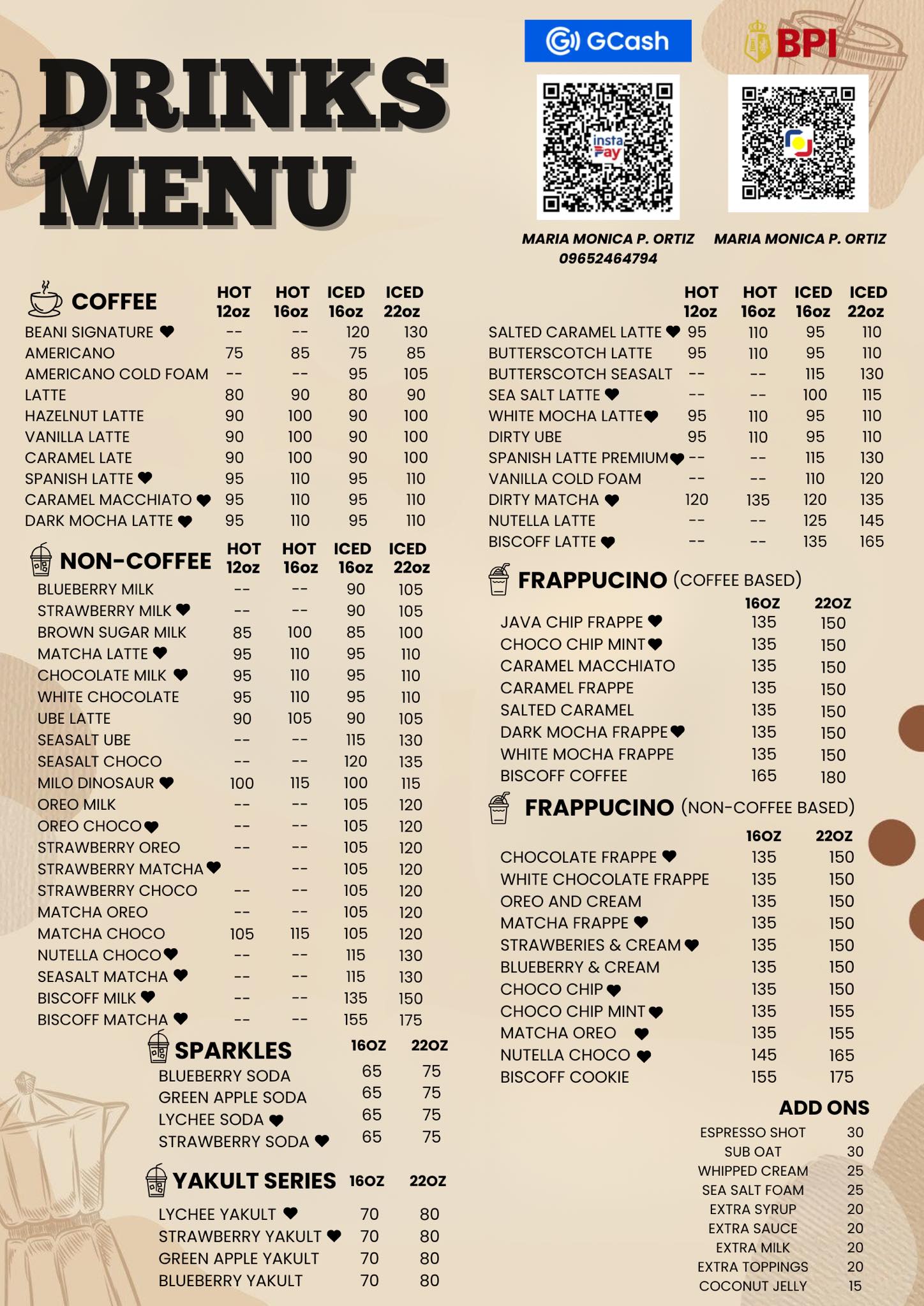 OUR UPDATED MENU🤎☕️
