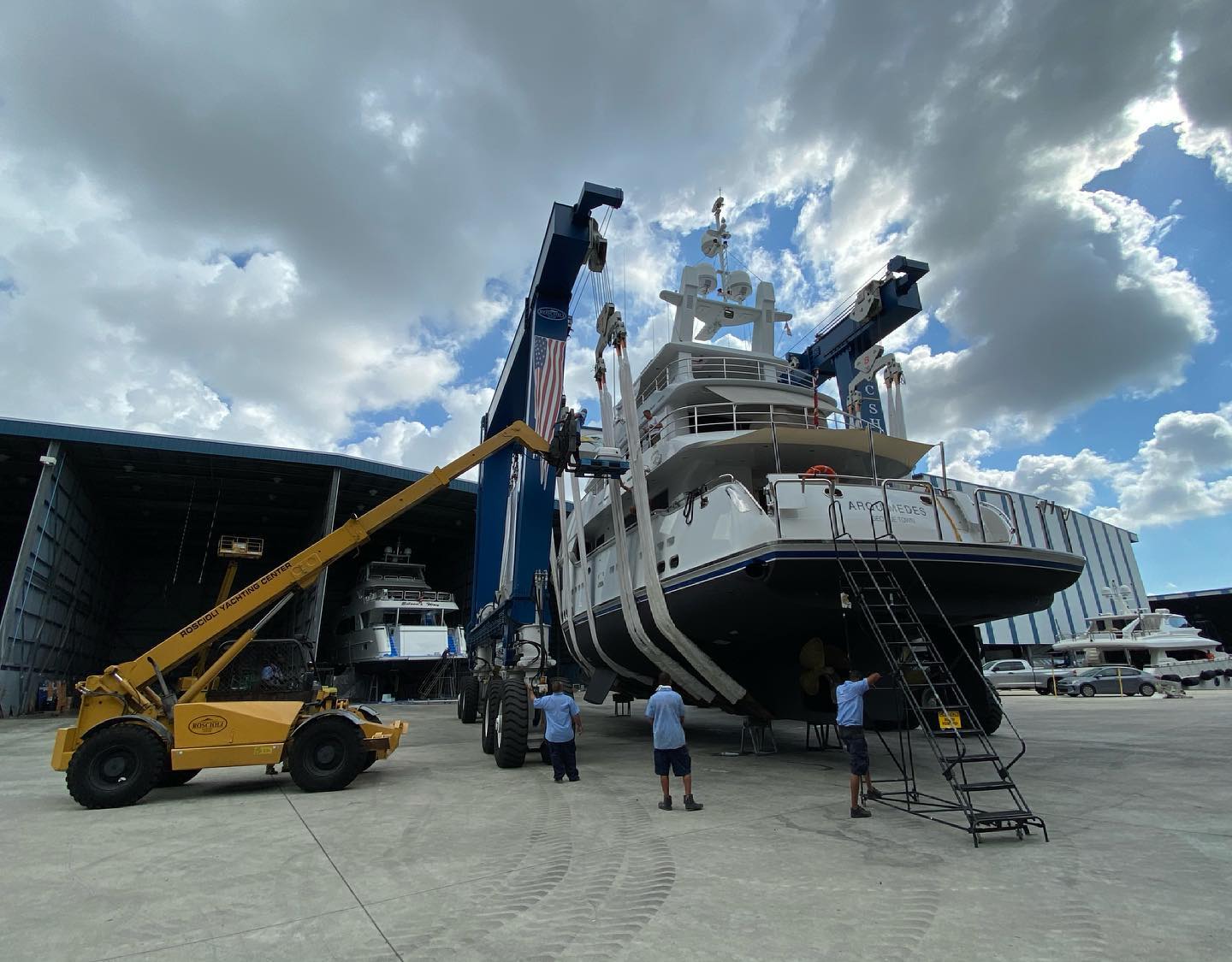 New life rafts being installed on the... - Nordhavn Southeast