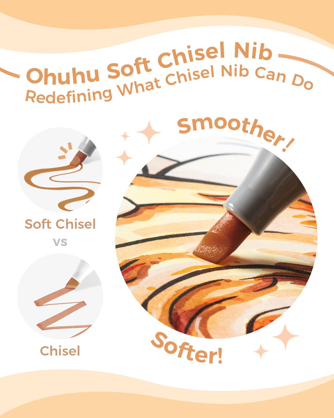 Ohuhuart - Meet the Soft Chisel Nib — only from Ohuhu... | Facebook