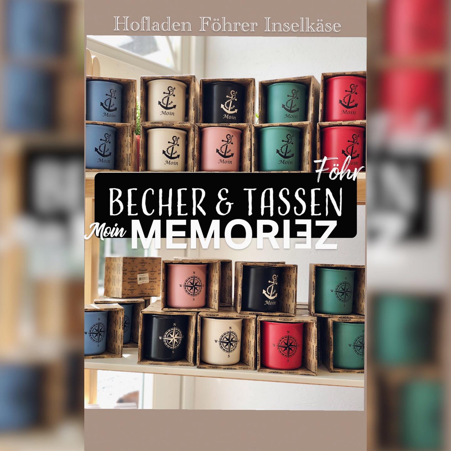 ⚓️Neue Becher & Tassen⚓️ MEMORIEZ Und vieles mehr bei uns im Laden. Kommt gerne vorbei und sucht Euch was schönes aus. #hofladenföhrerinselkäse #hofladen #alke