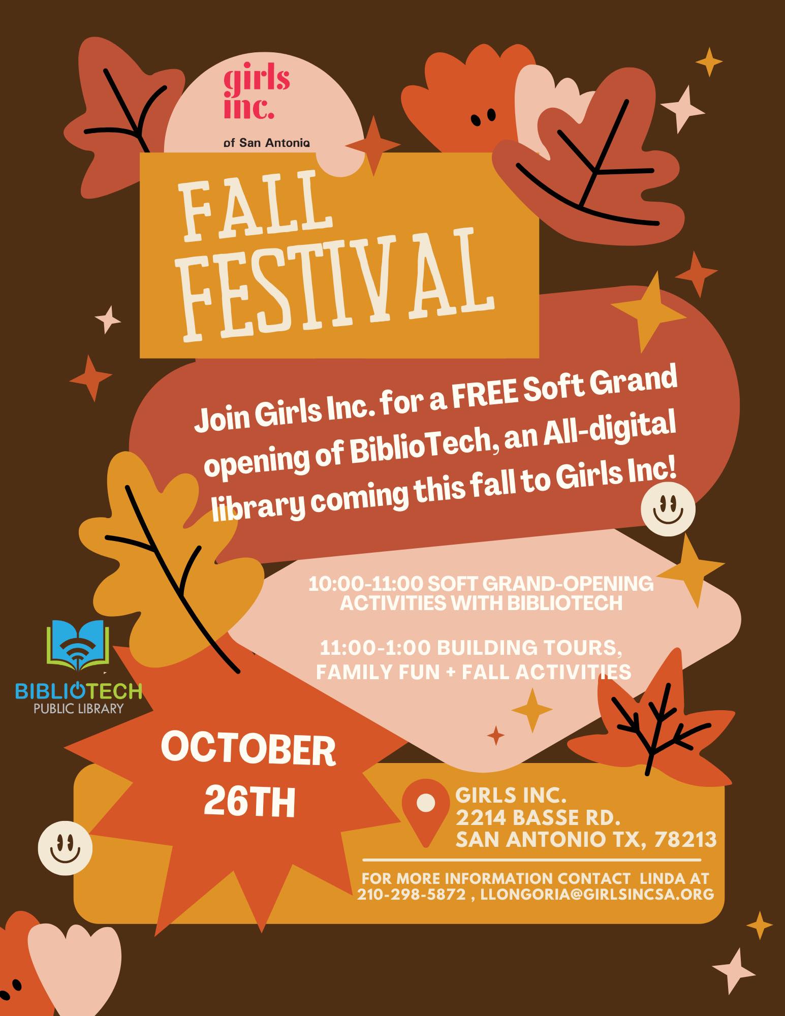 BiblioTech - 🎉🍂Join us for a Fall Festival at Girls Inc. of San Antonio ...