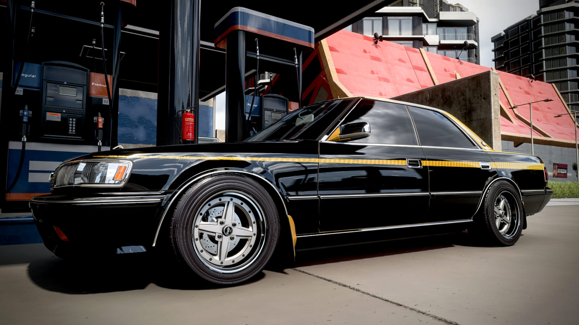 Toyota Chaser with lowrider gold flake paint job