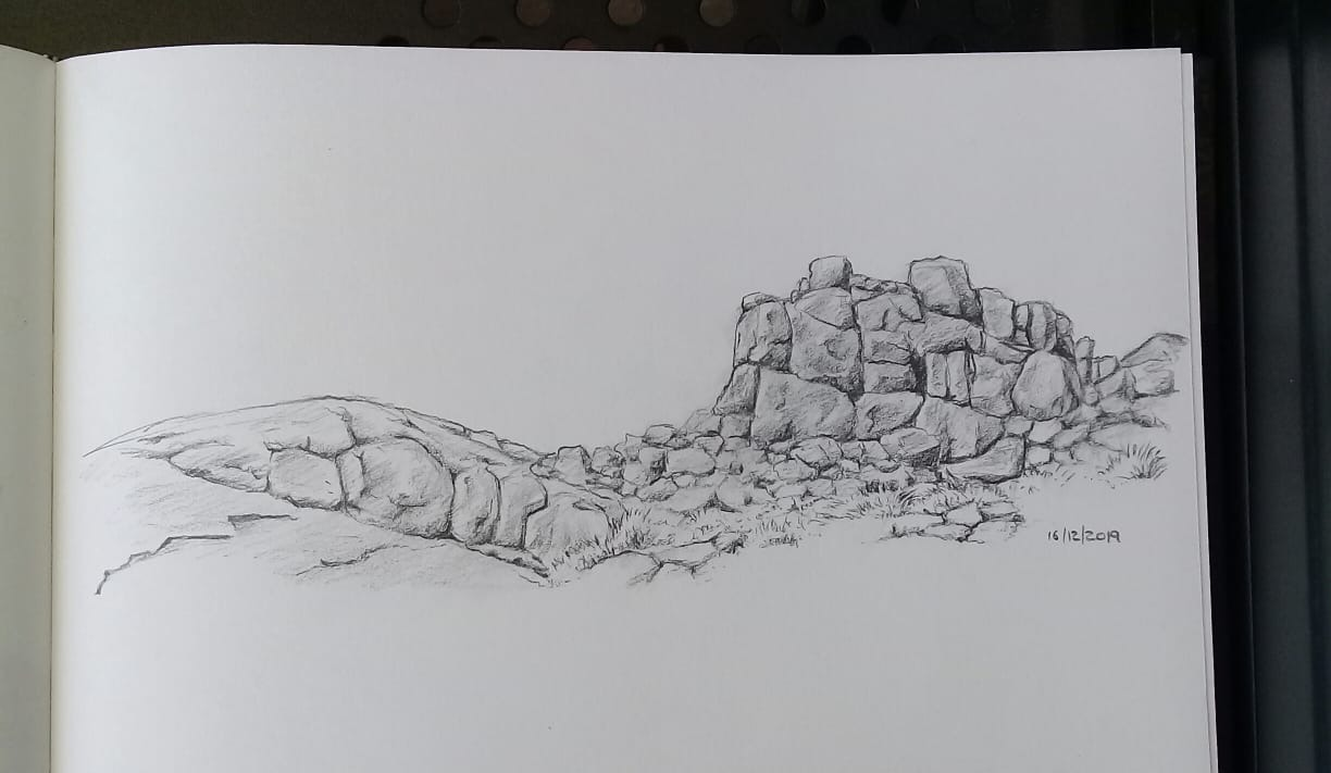 Learning about rock formations.... - Riaan Marais Paintings
