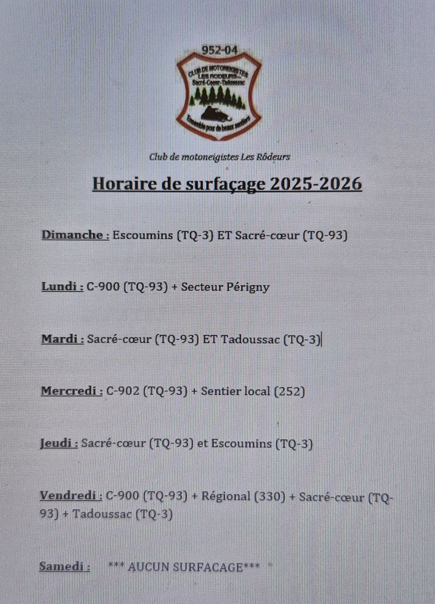 Club Motoneigistes Les Rôdeurs Inc. | Sacré-Coeur QC