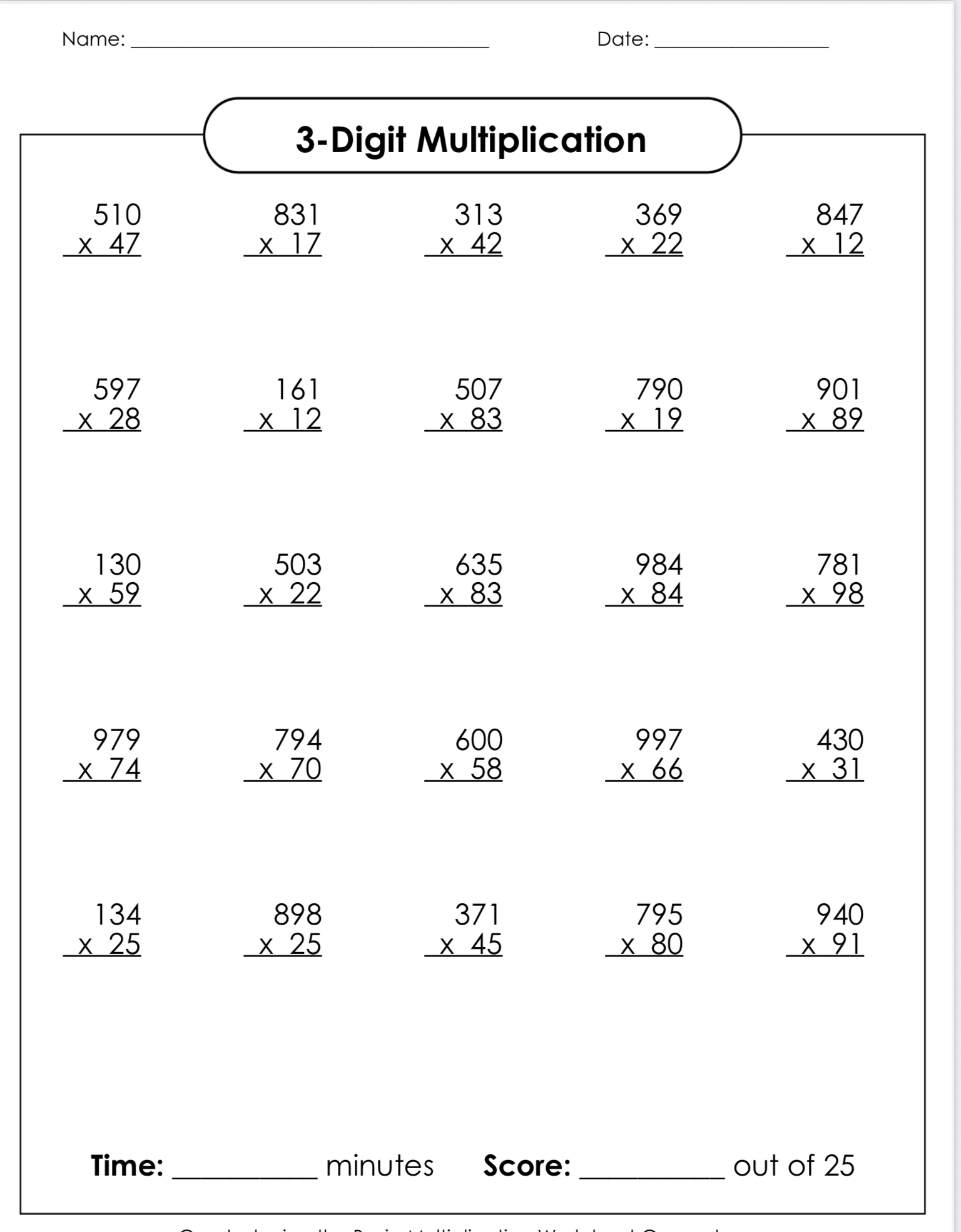 ️ 3-Digit Multiplication... - Learn & Shine Math Worksheets | Facebook