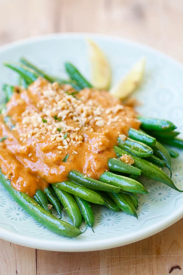 gordon ramsay green beans with chili peanut dressing Butter blue net
