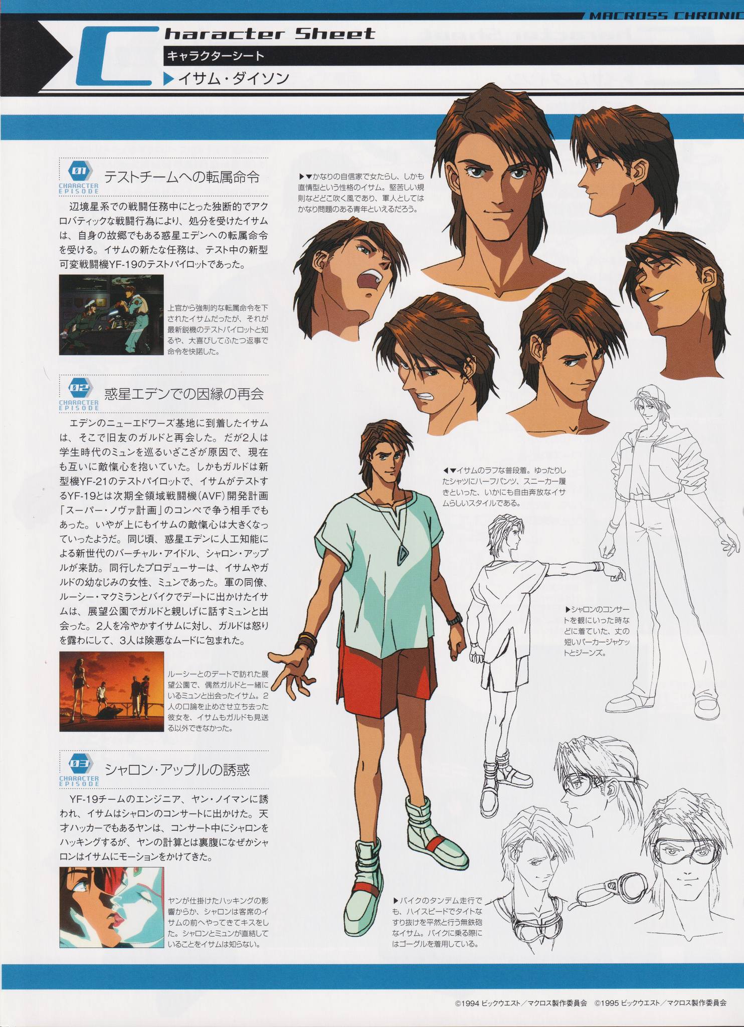 Character Sheets of Isamu, Myung and Guld scanned from various