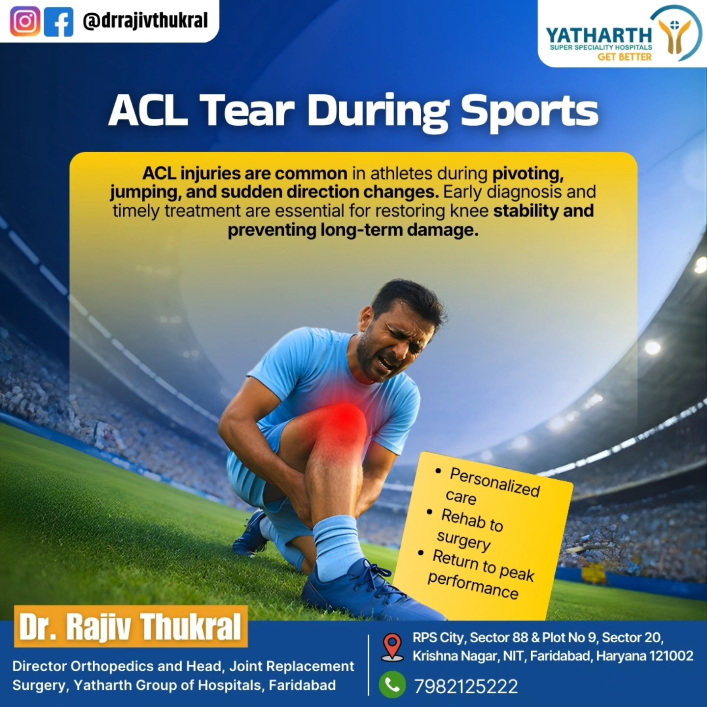 ACL Tear During Sports ACL injuries are common in athletes due to ...