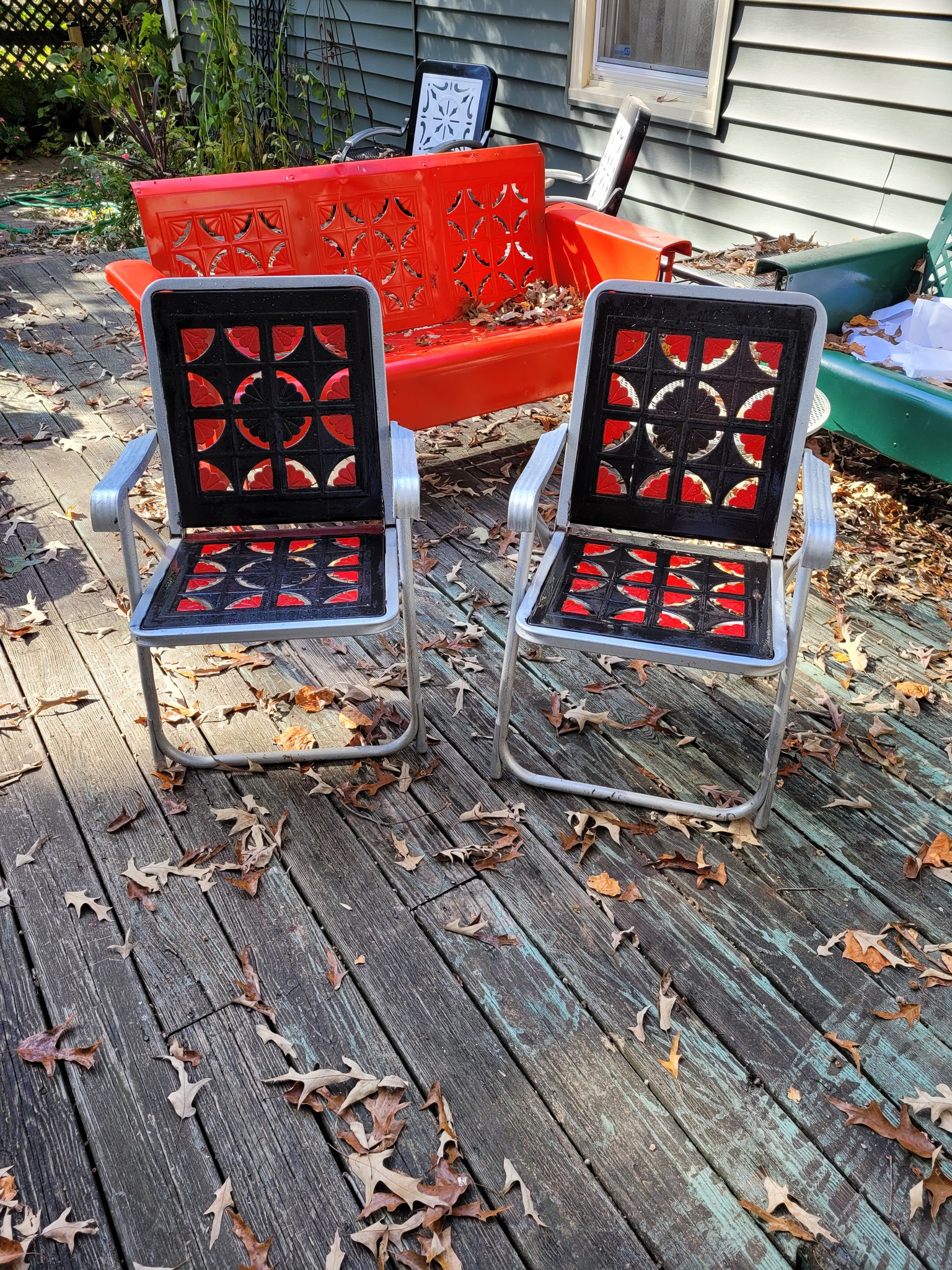Vintage folding chairs with non original paint job