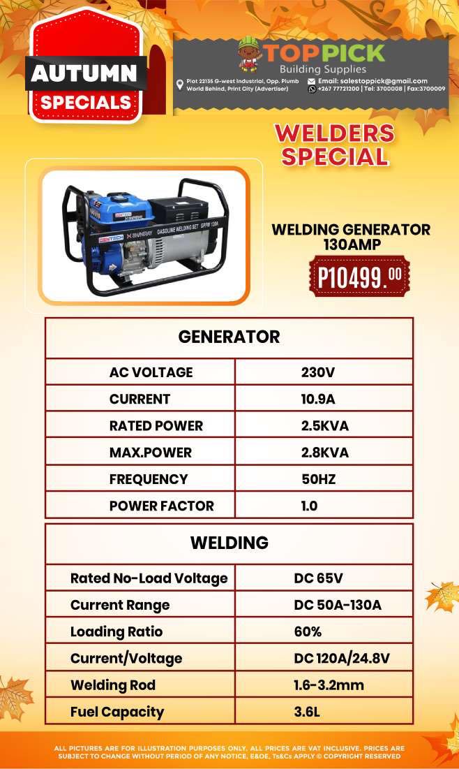 🔴 WISEUP GASOLINE WELDER / GENERATOR 💢 Rated frequency 50Hz