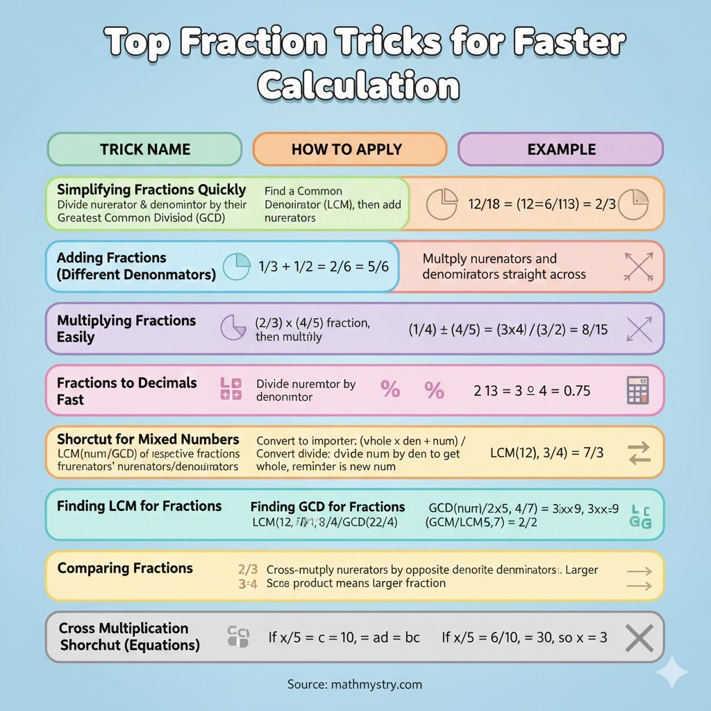 Maths cafe - Fraction Tricks Chart Boost your math skills... | Facebook