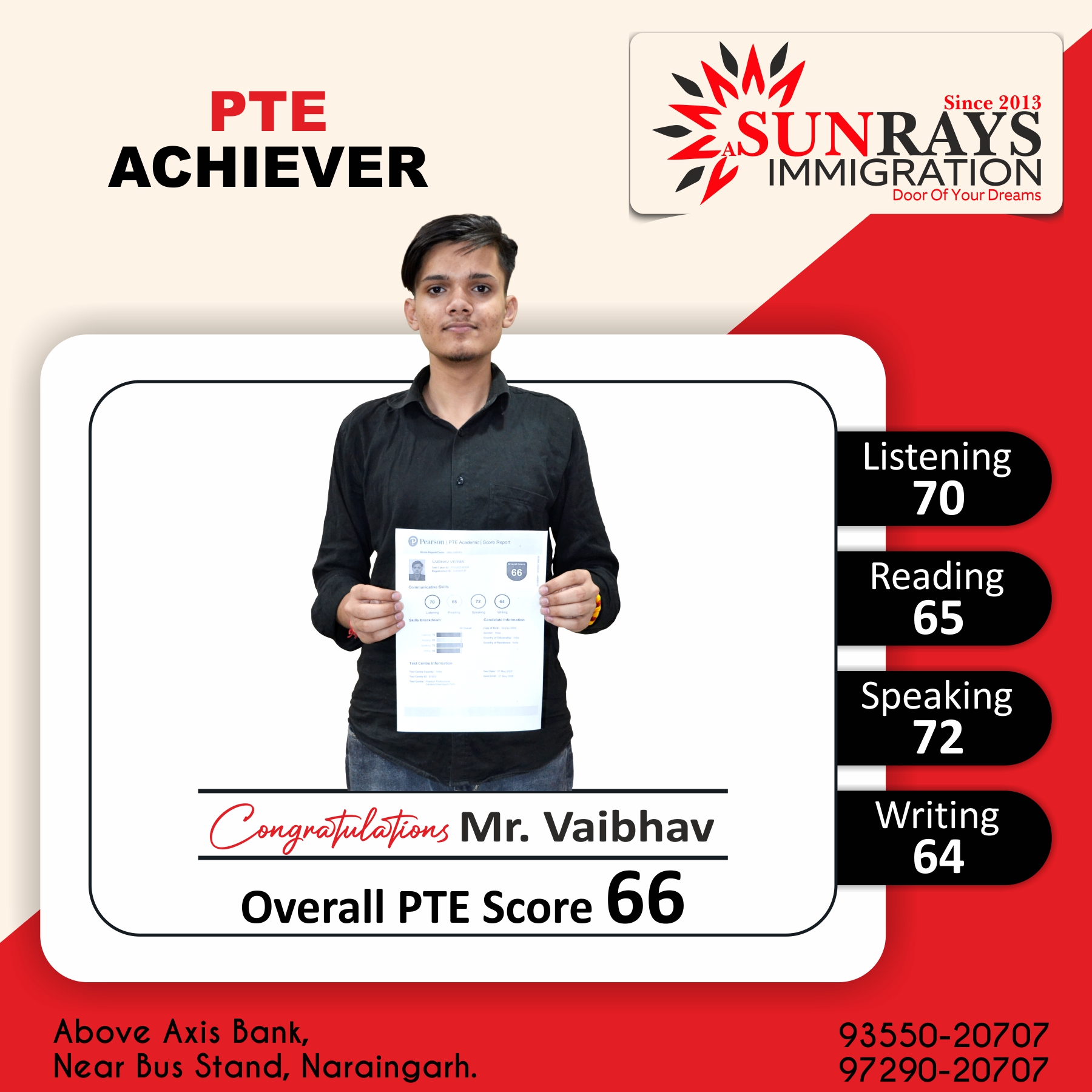 Congratulations Mr. Vaibhav for... - A Sunrays Immigration