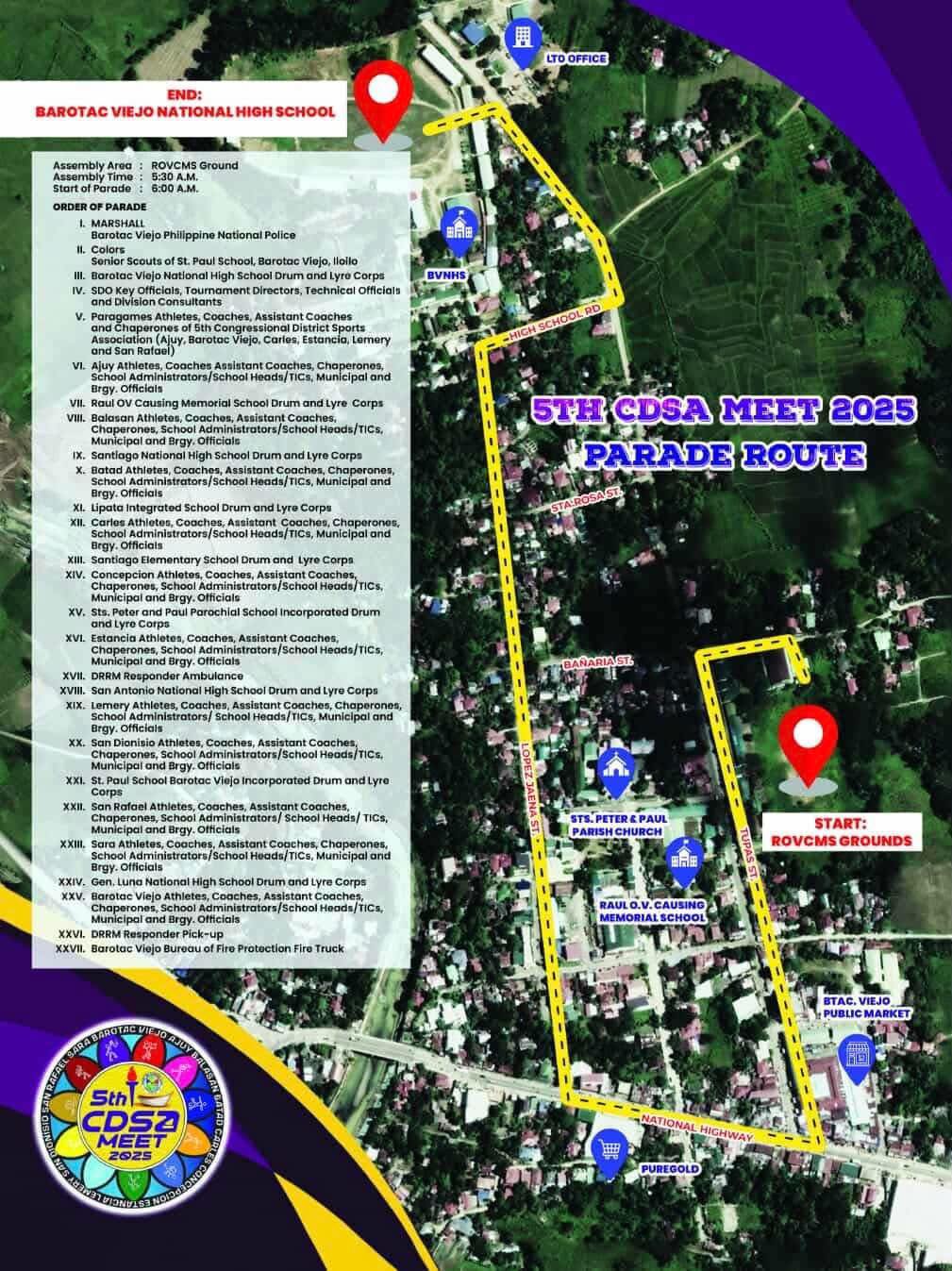Pan - READY KANA SA 5TH CDSA MEET 2025? 5th CDSA MEET 2025 PARADE ROUTE ...