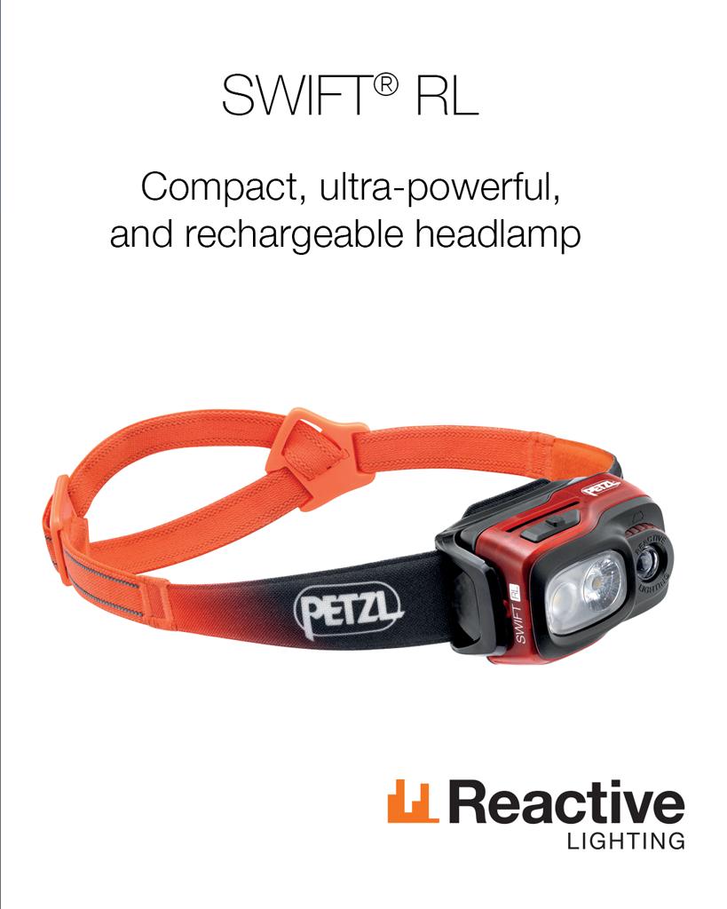 Petzl Swift RL multi-sport headlamp with reactive lighting