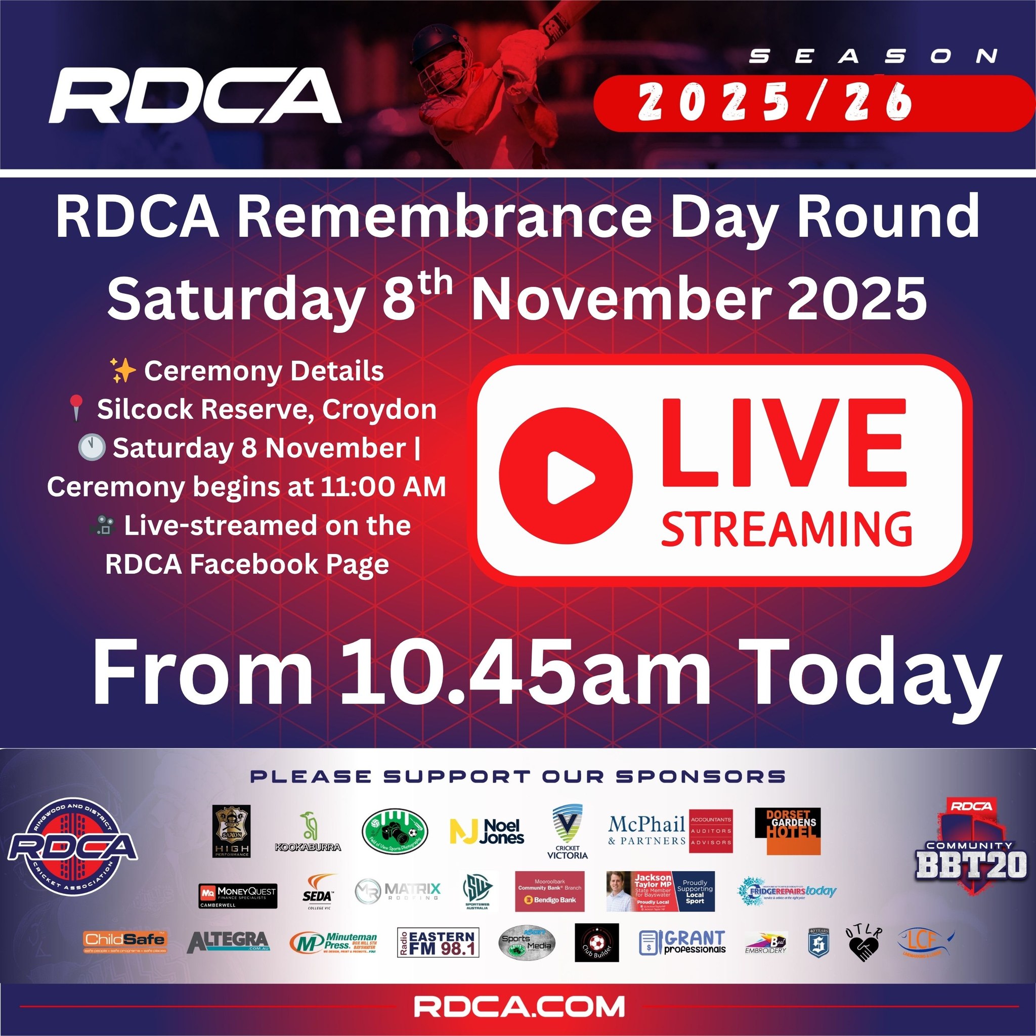 Ringwood - 📺 LIVE TODAY 10.45am – RDCA Remembrance Day Ceremony We ...