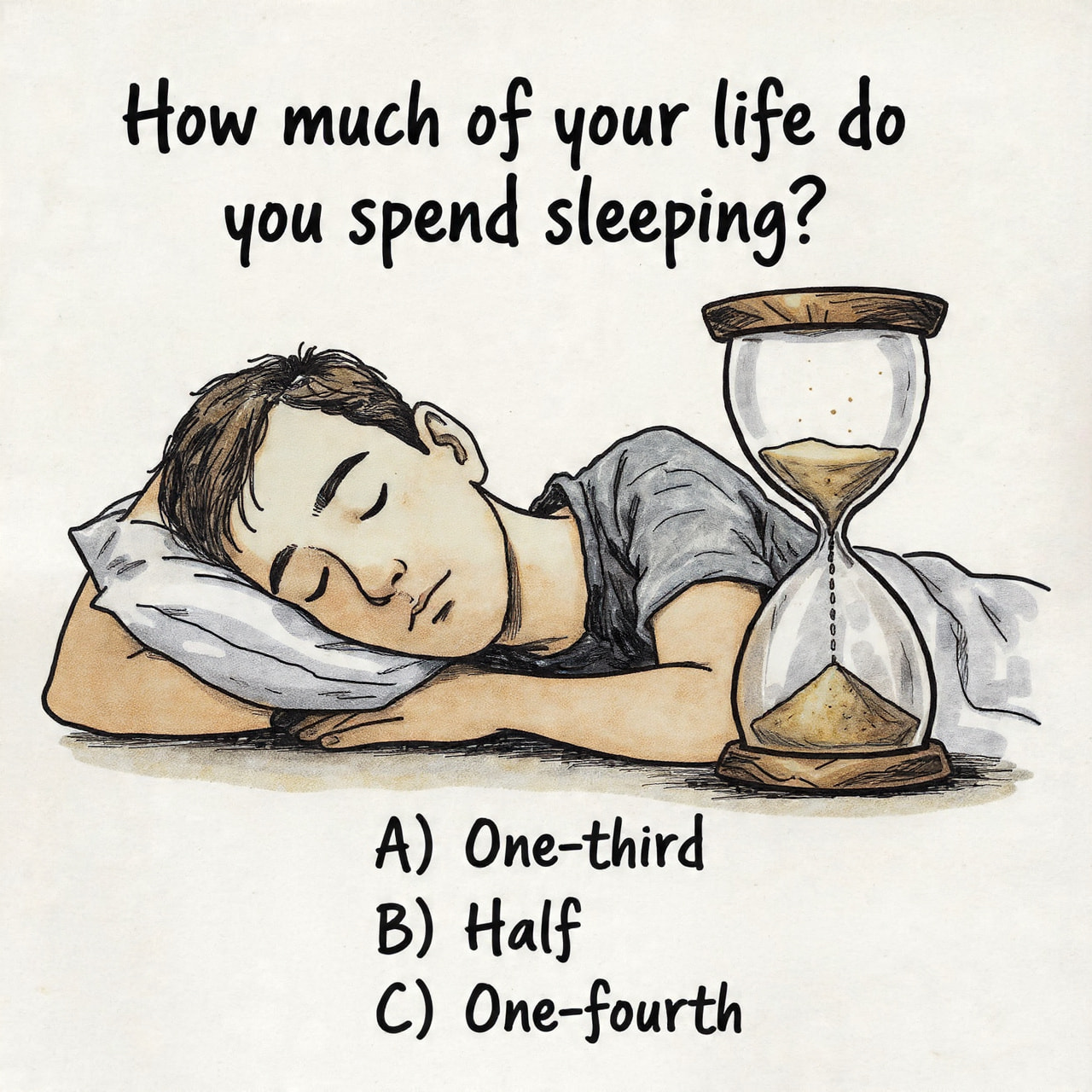 Hours spent sleeping in a lifetime