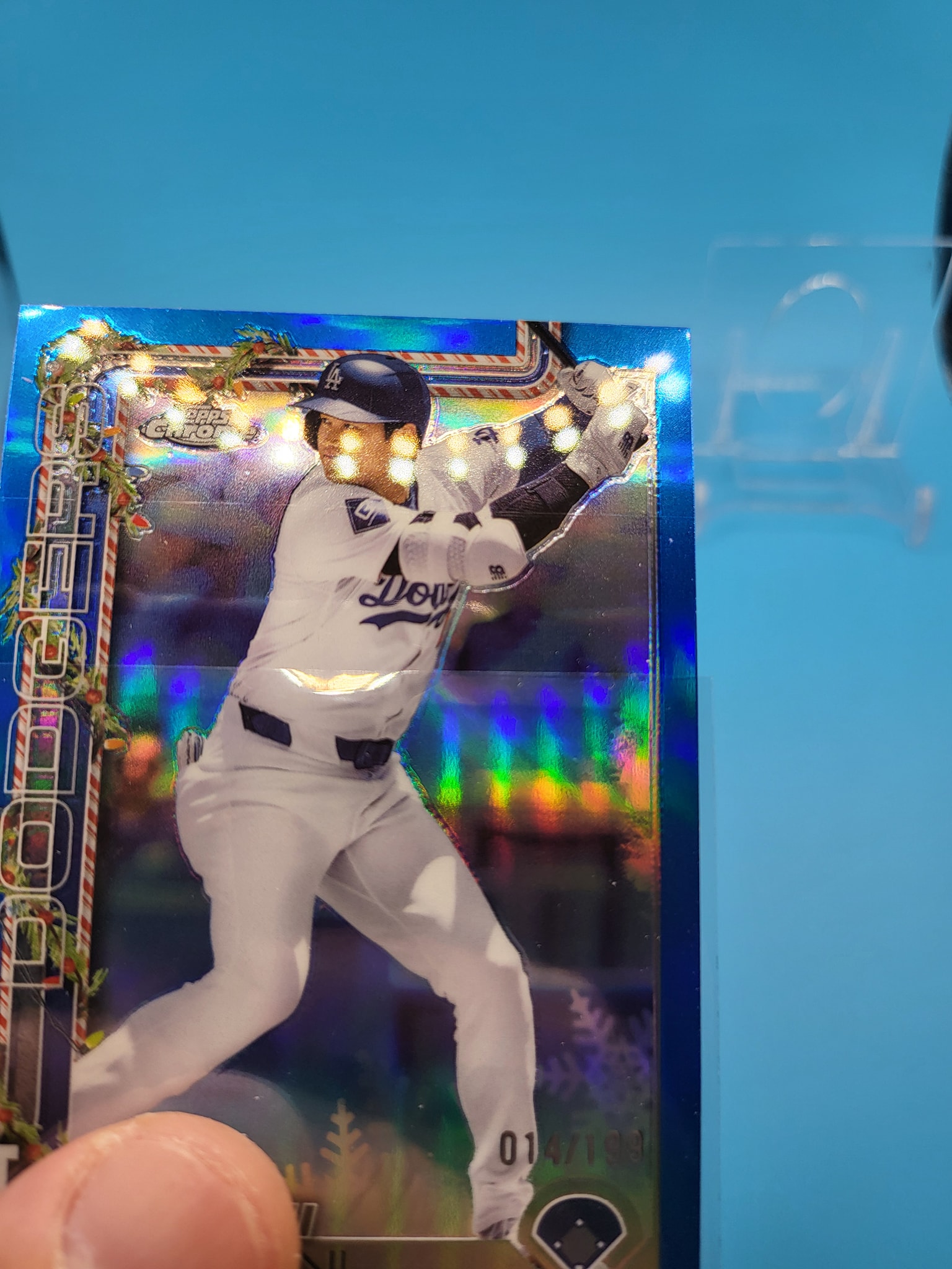 Holiday Nonsense. Print line on Ohtani True Blue Refractor #/199 