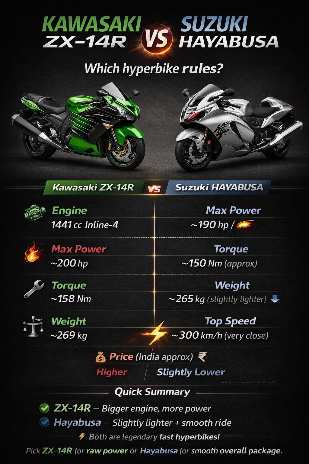 What is the better all-around motorcycle - the Kawasaki ZX-14 or