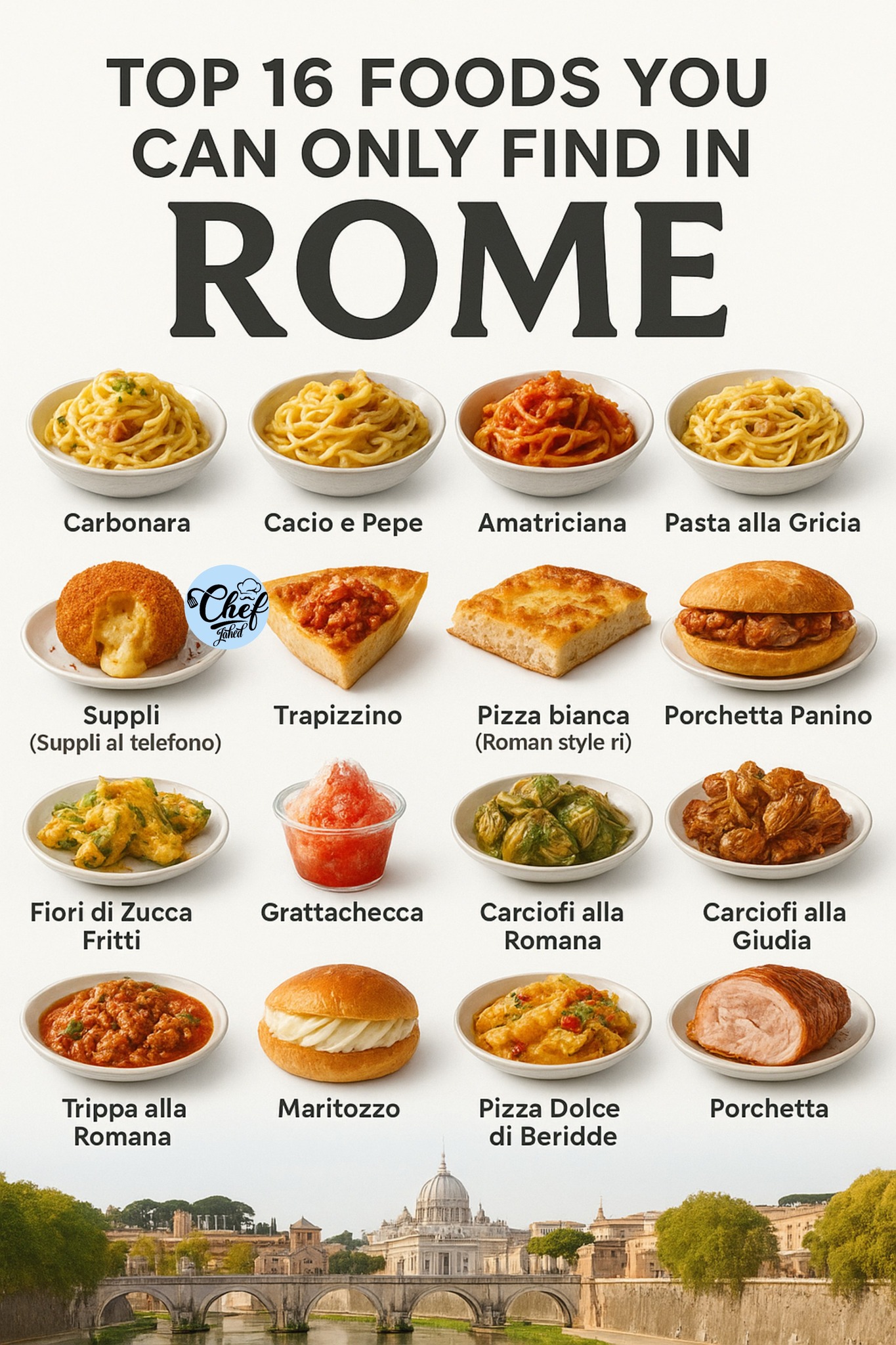 Chef - TOP 16 FOODS YOU CAN ONLY FIND IN ROME (Italy) Carbonara, Cacio ...