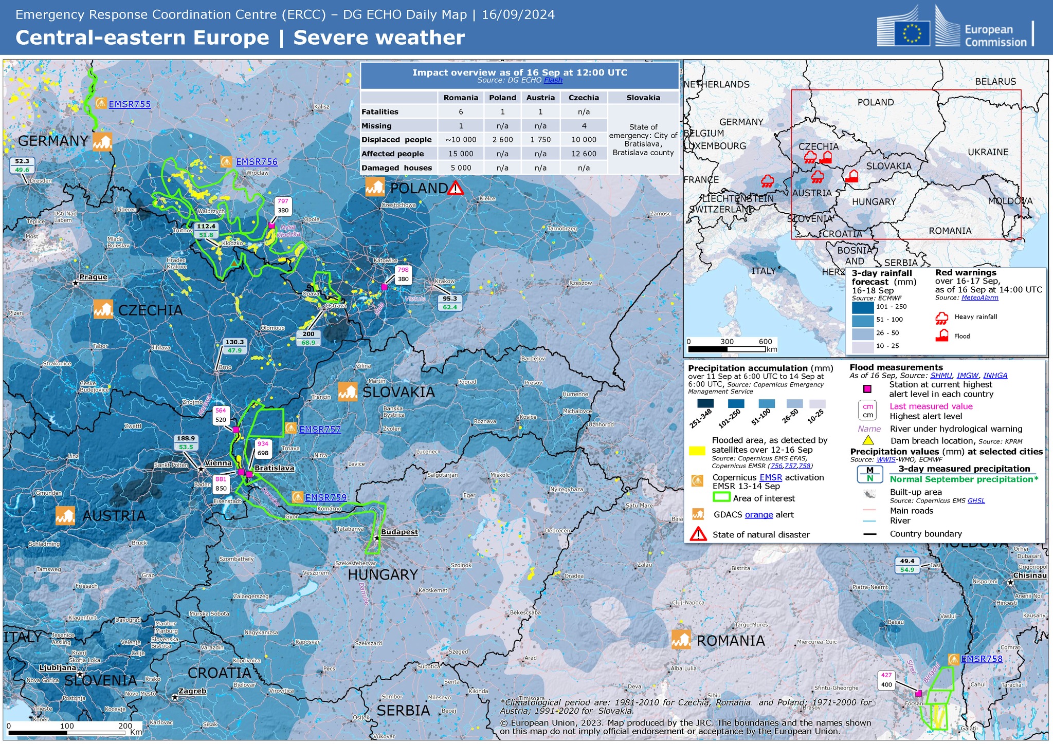 EU - 🗺️ Daily map: severe weather in Central-Eastern Europe. © JRC ...