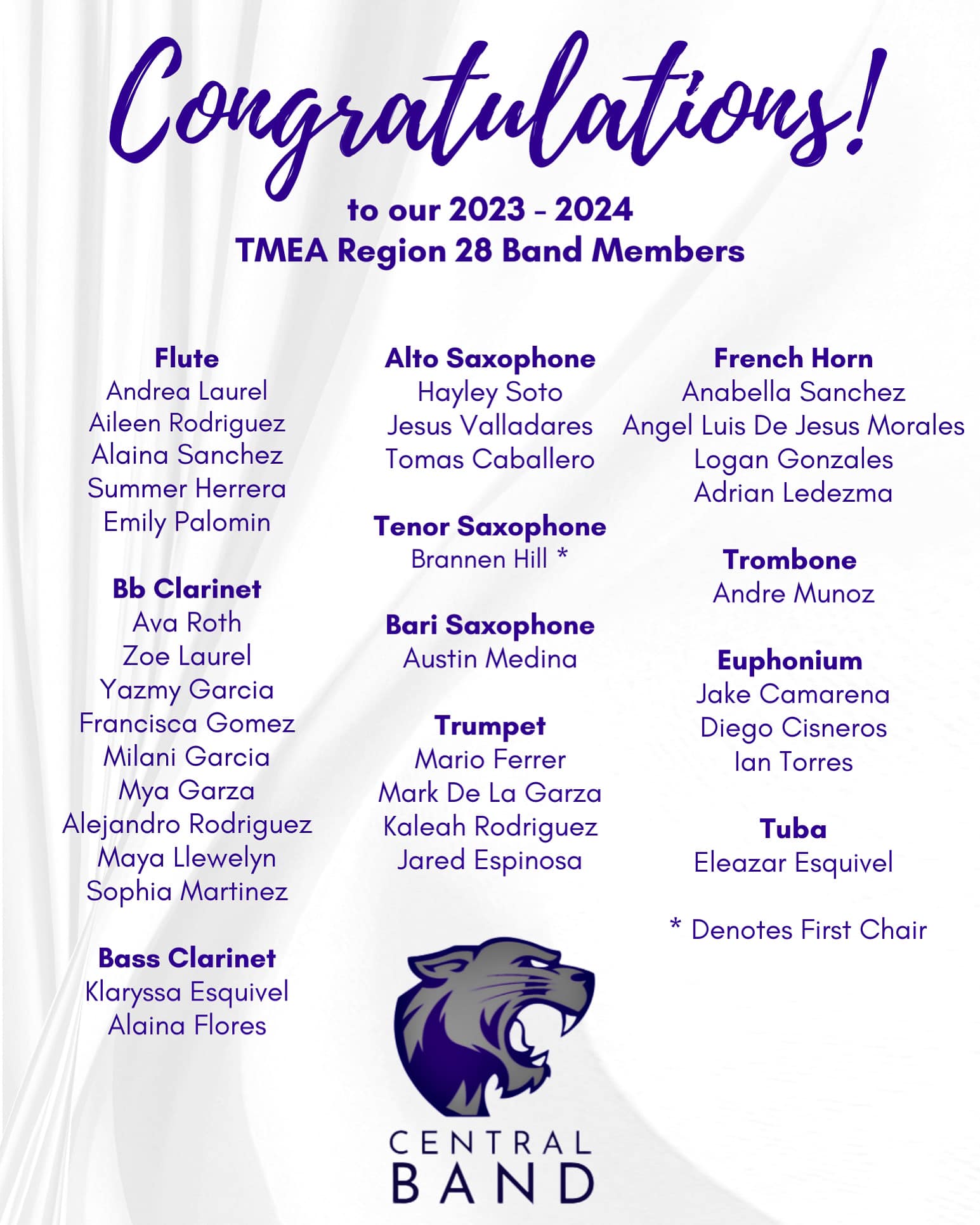 A big congratulations to all... - Central Middle School Band | Facebook