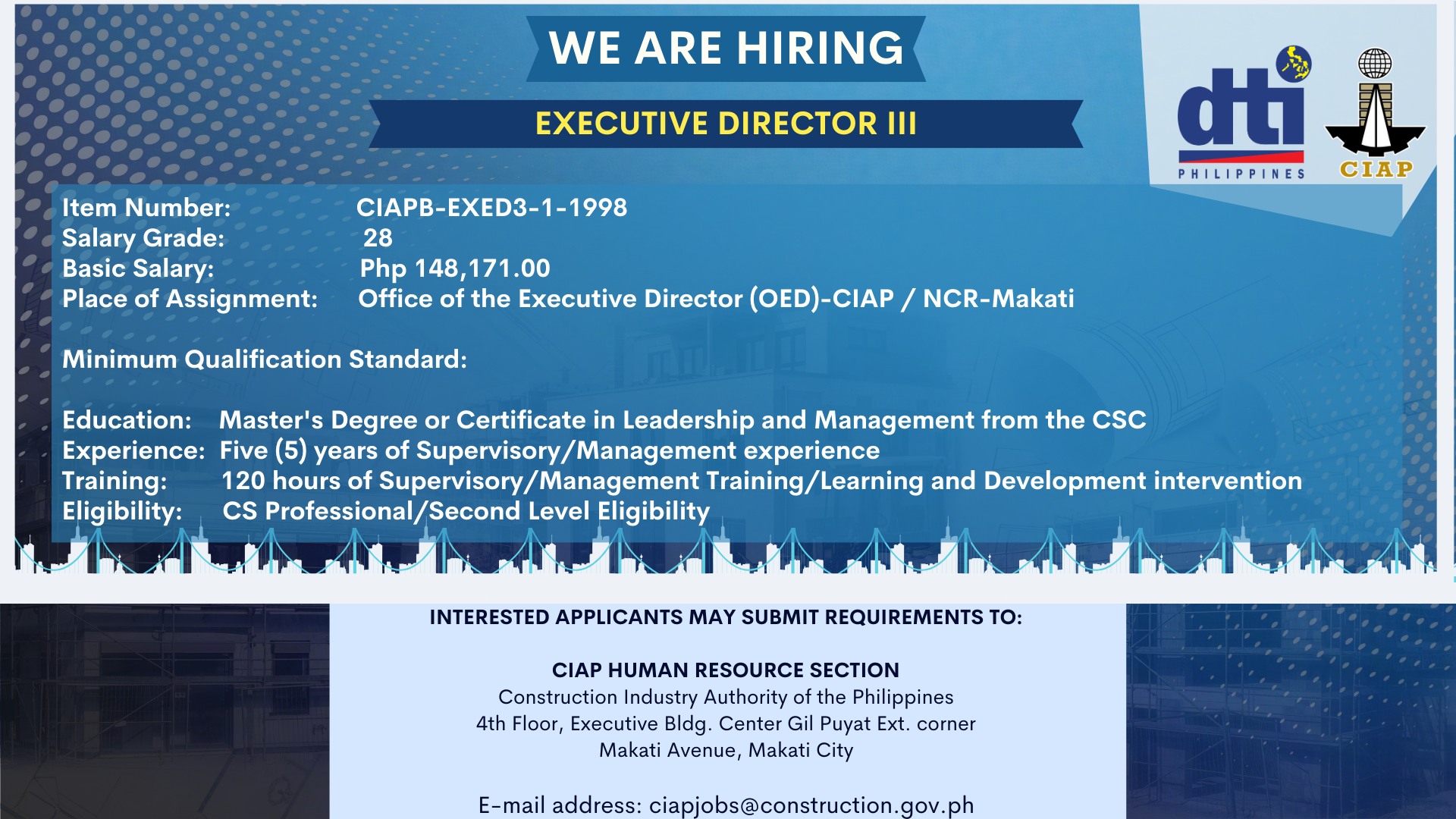 𝐇𝐈𝐑𝐈𝐍𝐆 𝐀𝐋𝐄𝐑𝐓! The Construction Industry Authority of the Philippines ...