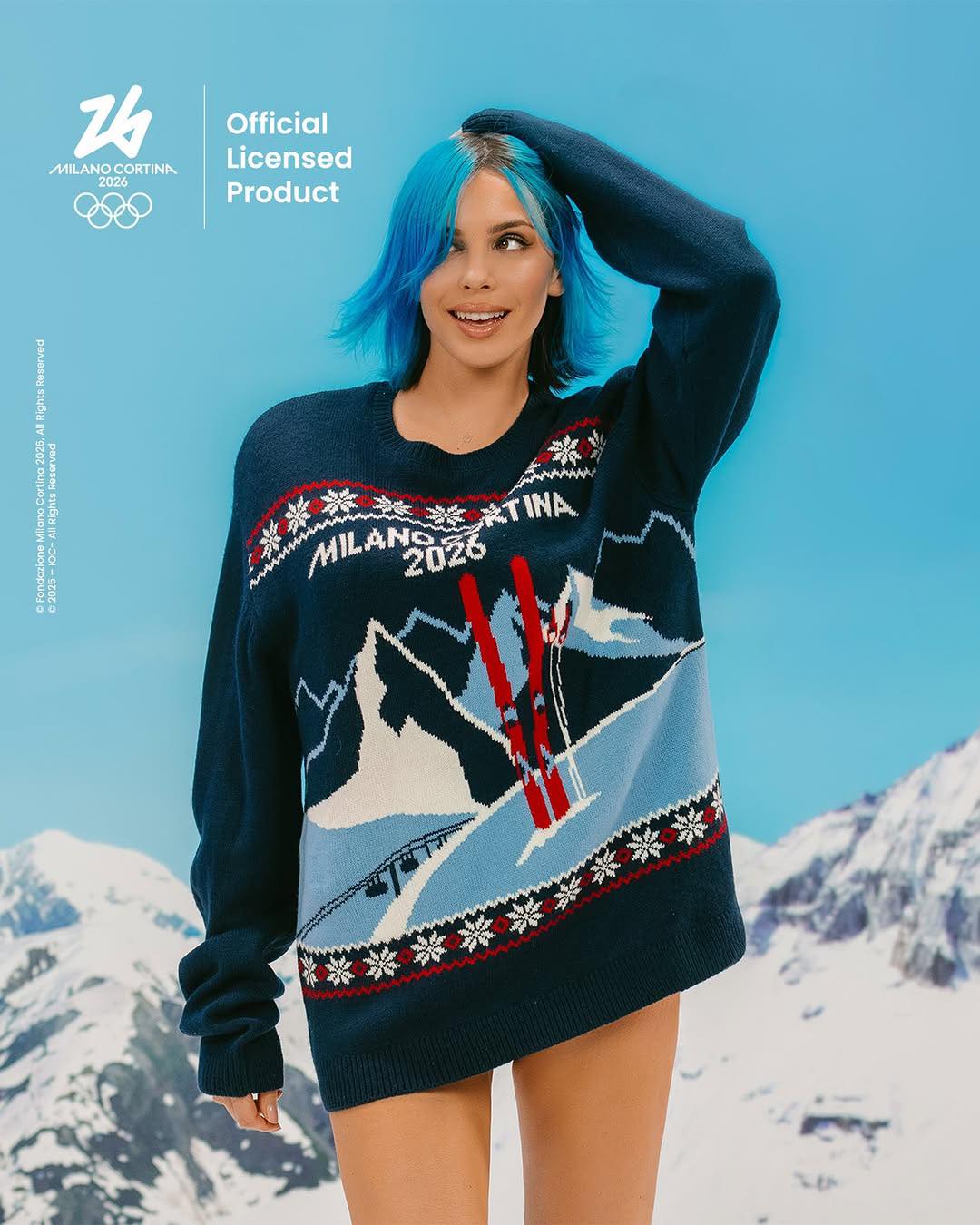 Rose Villain wears our Milano Cortina 2026 sweater ❄ Warm, cozy