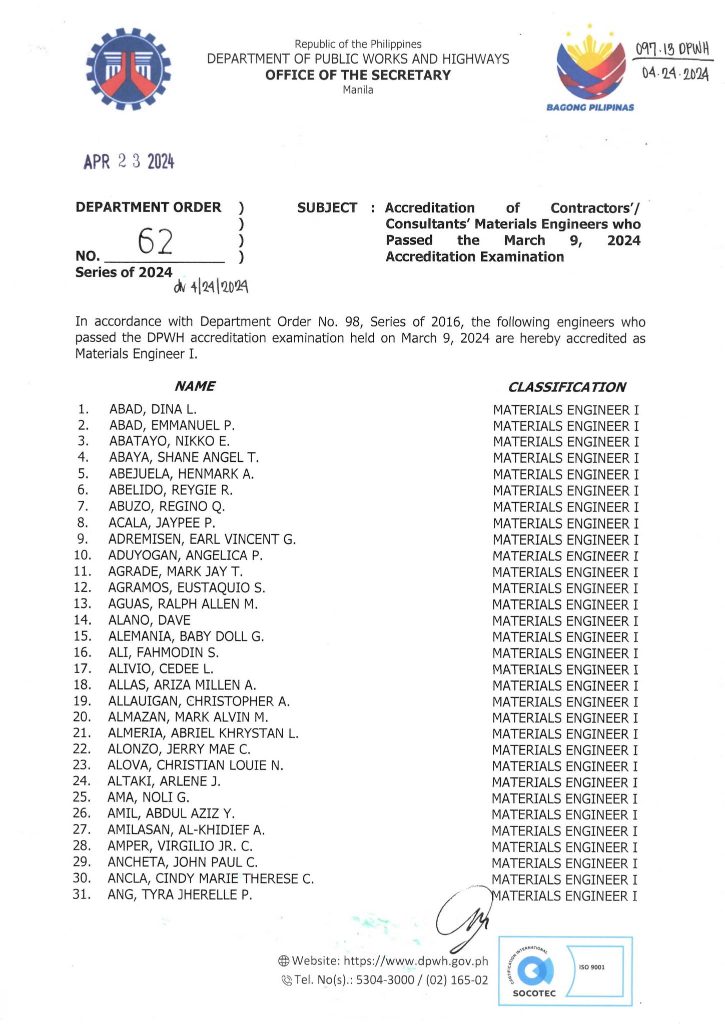 Dpwh Variation Order Checklist