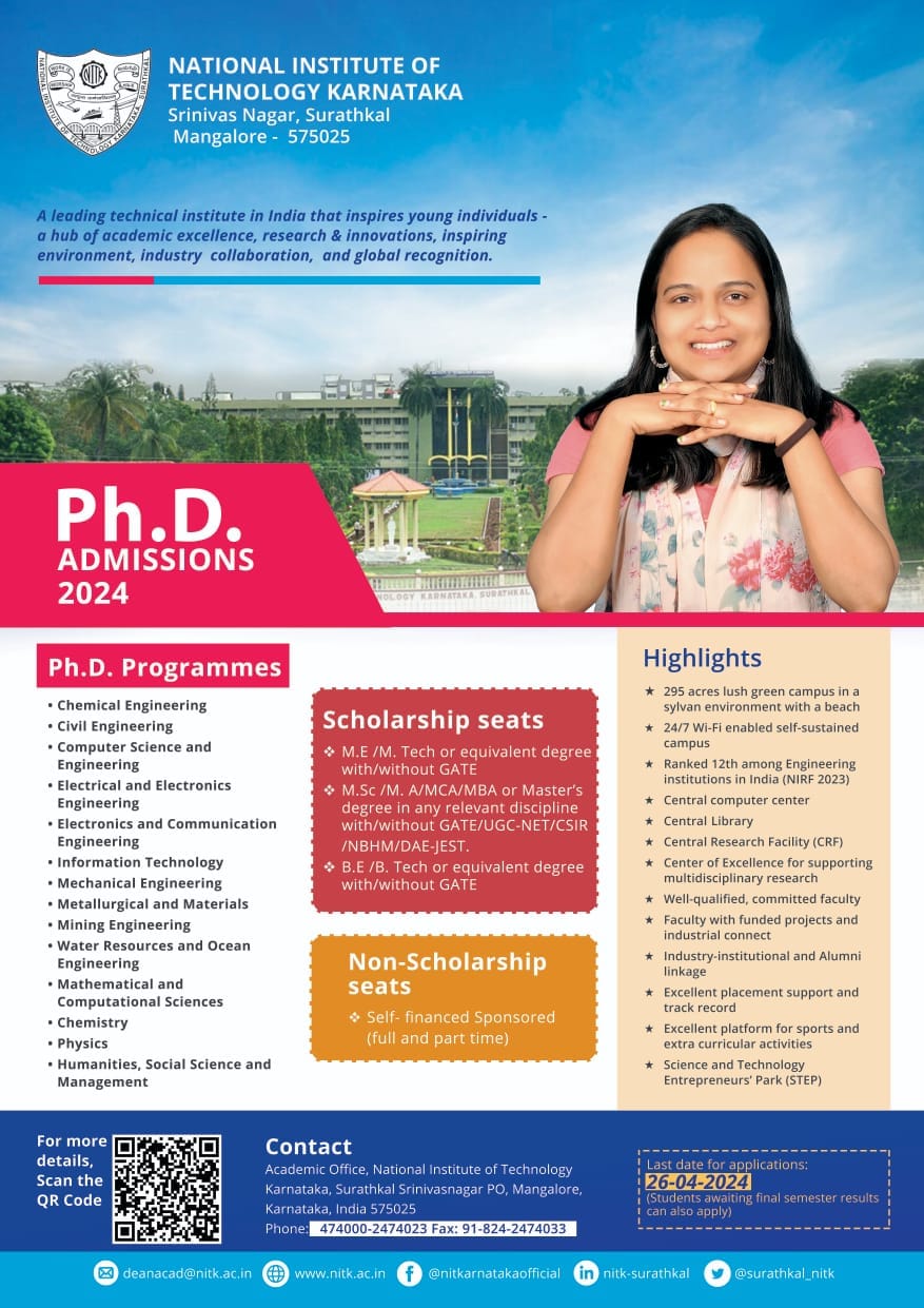 NIT - 🎓 Ph.D Admissions Announcement: NIT Karnataka, Surathkal is now ...