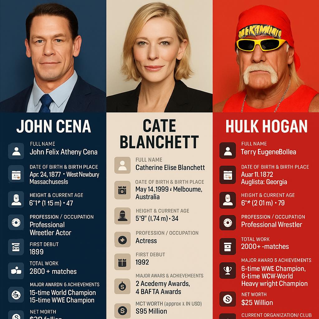 Irfan - Global Legends: John Cena, Cate Blanchett, and Hulk Hogan Three ...