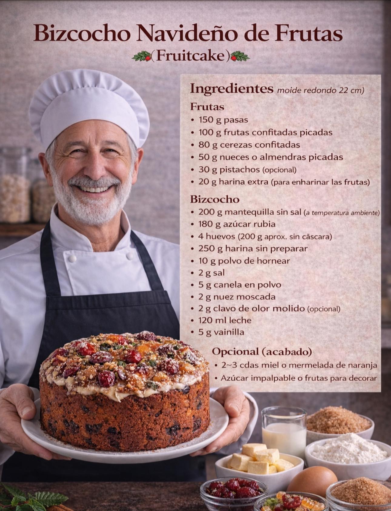 Reposteria - 🎄 Bizcocho navideño de frutas (Fruitcake)👨🏻‍🍳 🧾 ...