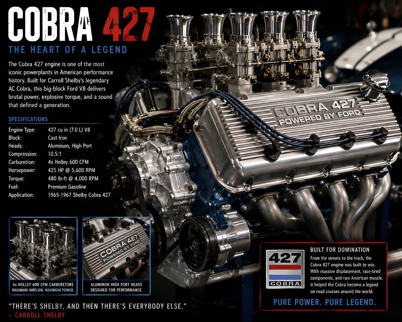Liberty シェルビーコブラ 427 エンジン エンジン 模型 1 6 シェルビー