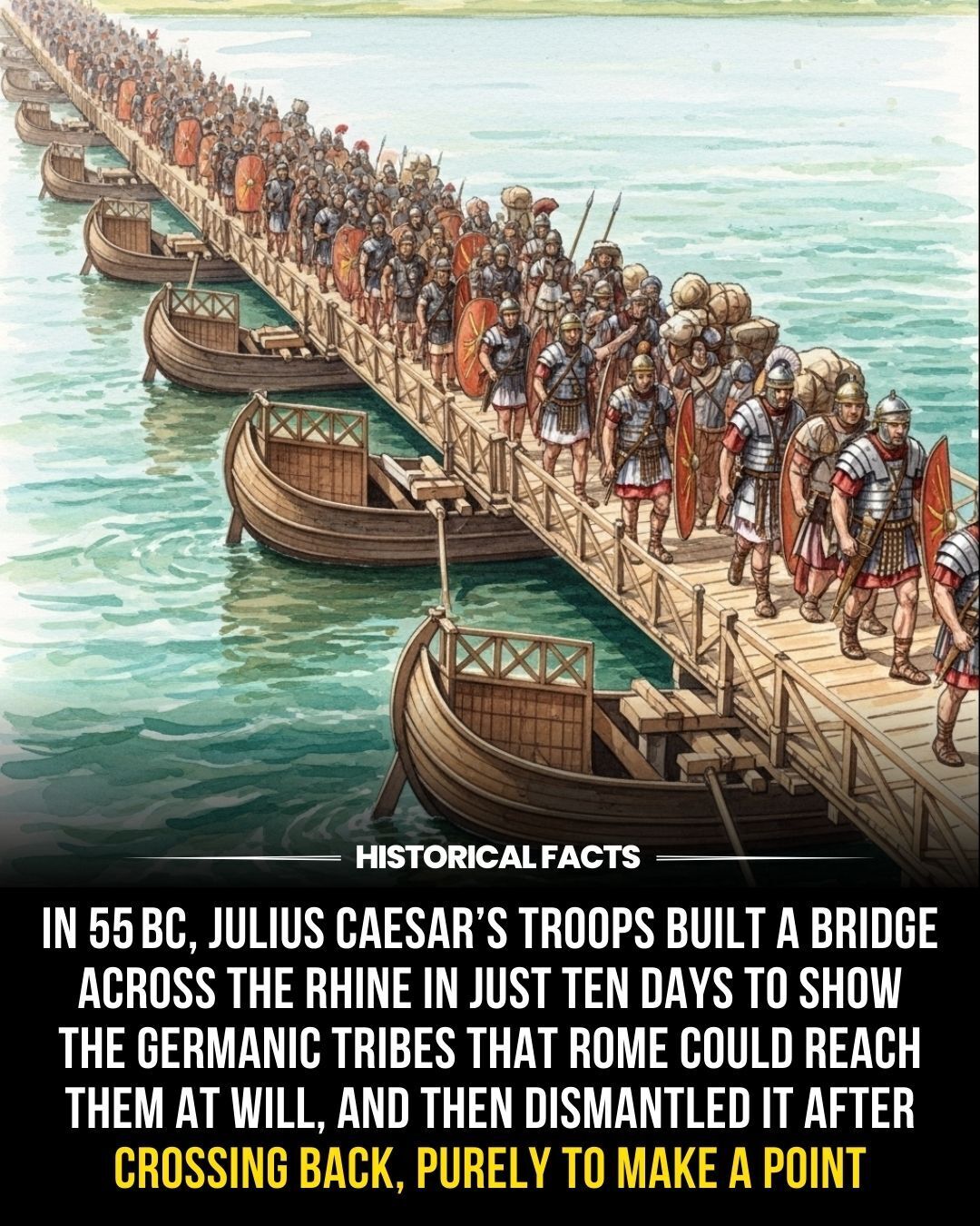 Julius Caesar’s army built a bridge in... - Historical facts | Facebook