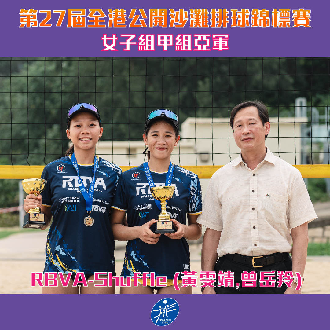 中國香港排球總會 - 【第27屆全港公開沙灘排球錦標賽】 女子組甲組 賽事成績公布 冠軍🥇 RBVA-To... | Facebook