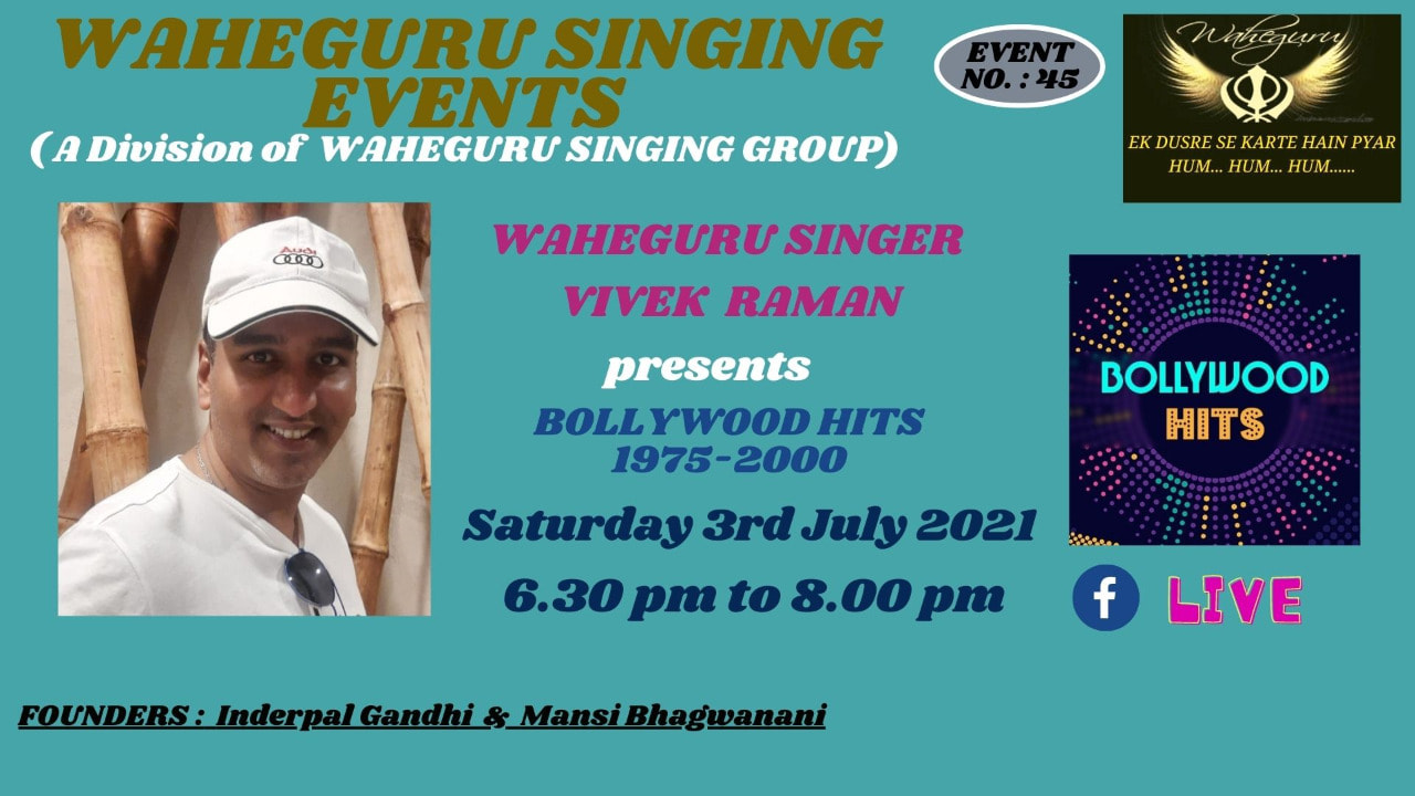 Waheguru Singer Vivek Raman Presents Bollywood Hits 1970 to 2000