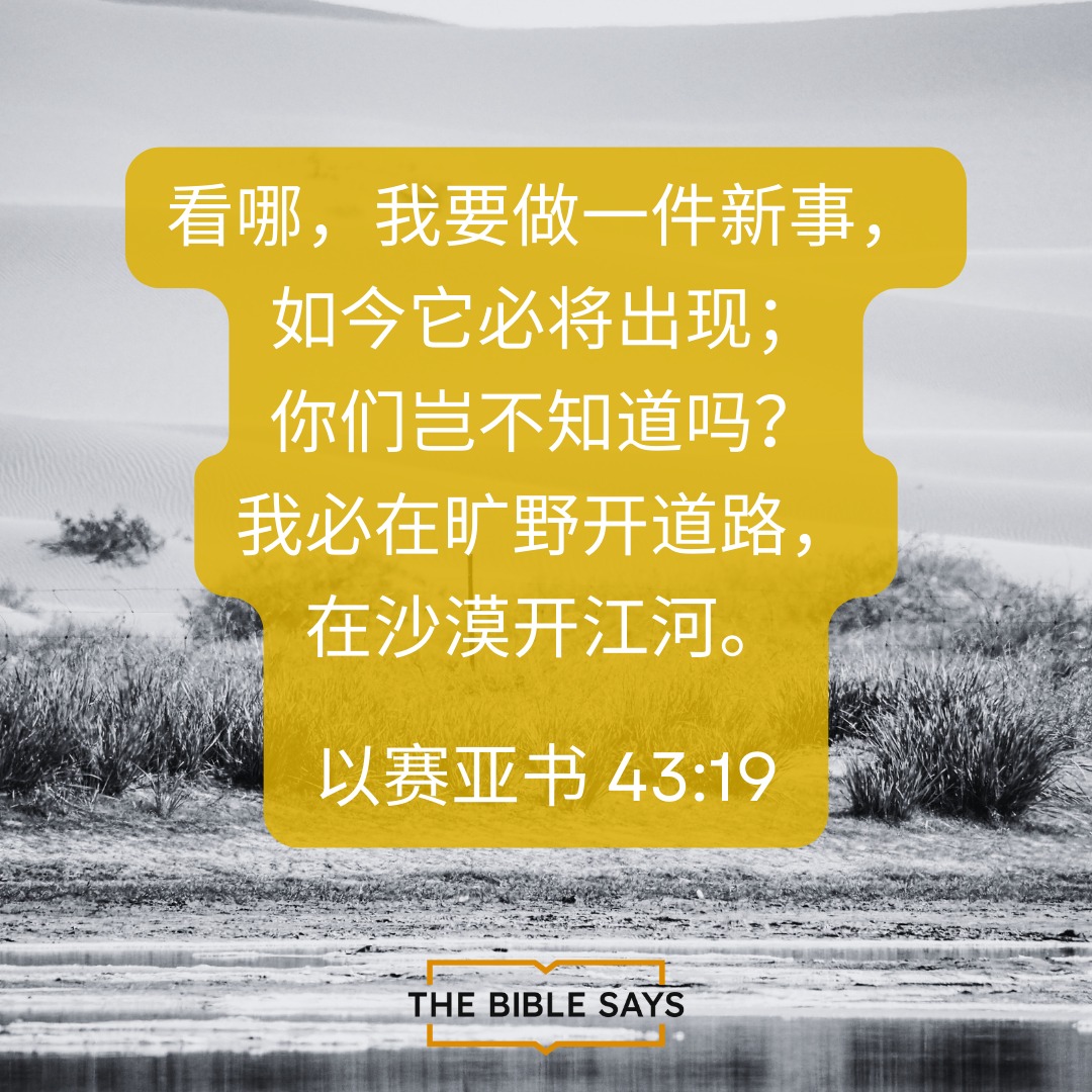 周日快乐！今天的经文是《以赛亚书》43章19节。您可以在我们网站的