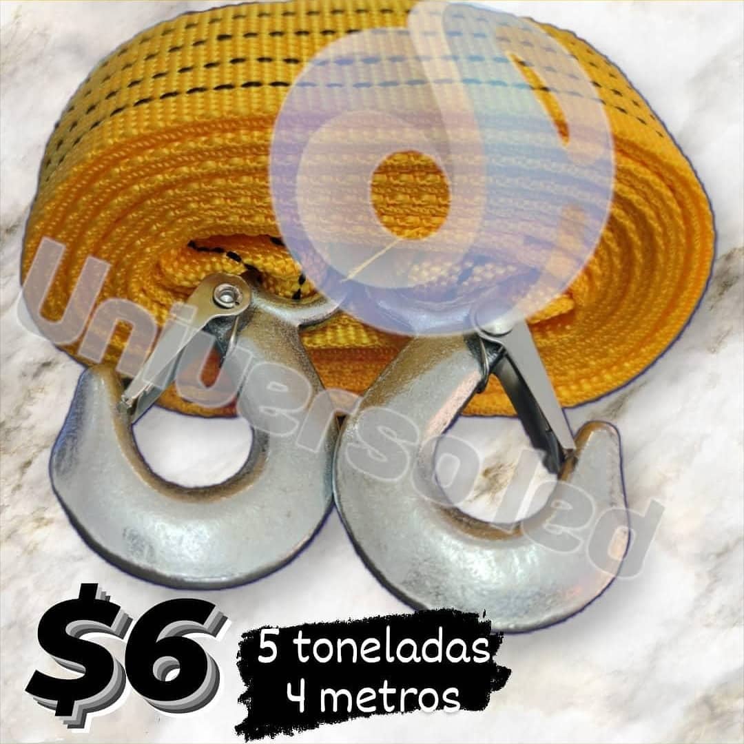 Cuerda De Remolque De 5 Toneladas Con Ganchos En U – Longitud 4 Metros, Incluye Bolsa De Almacenamiento Para Emergencias En Carretera