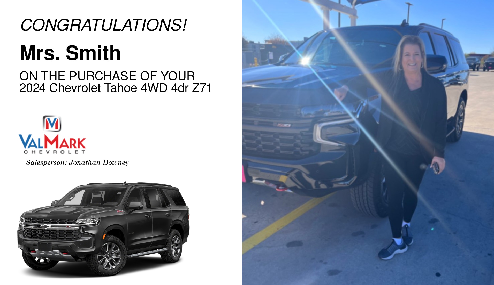 Congratulations Mrs. Smith on your... - ValMark Chevrolet | Facebook