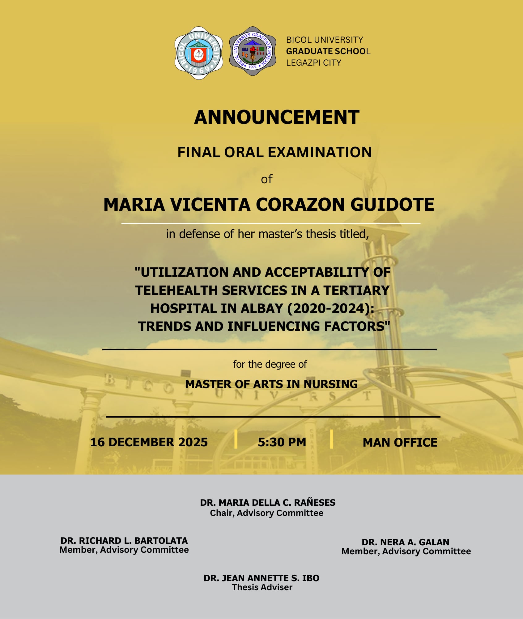 Bicol University... - Bicol University Graduate School