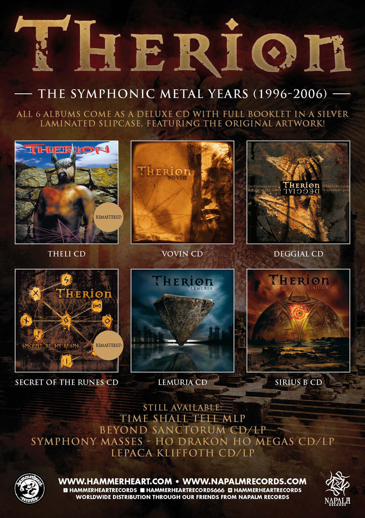 THERION☆『3枚セット』☆新品☆HAMMERHEAT RECORDS☆ Hammerheart Records will re-issues the Symphonic Metal years (1996