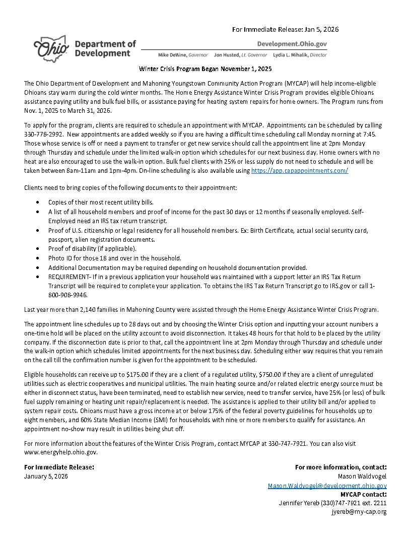 MYCAP - For Immediate Release: January 5, 2026 Winter Crisis Program ...