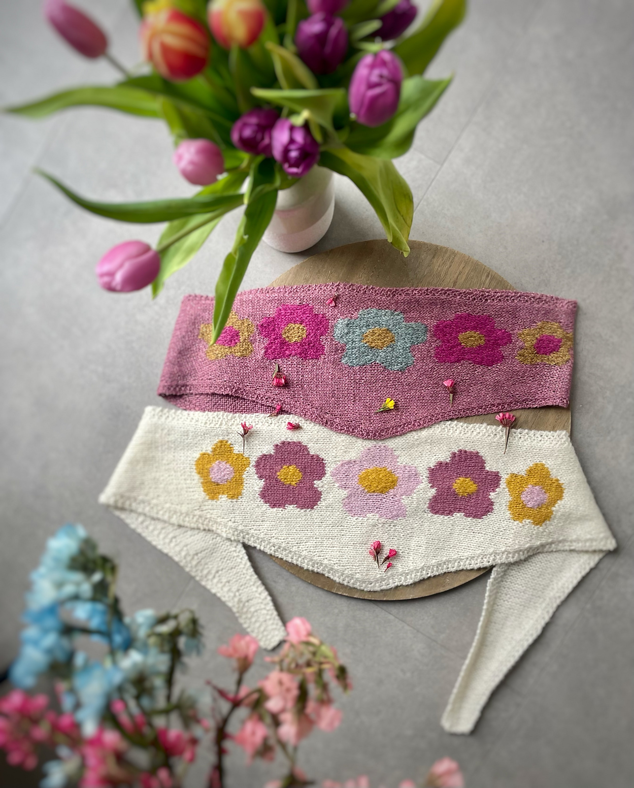 Who doesn't love flowers, berry shades and cozy knits