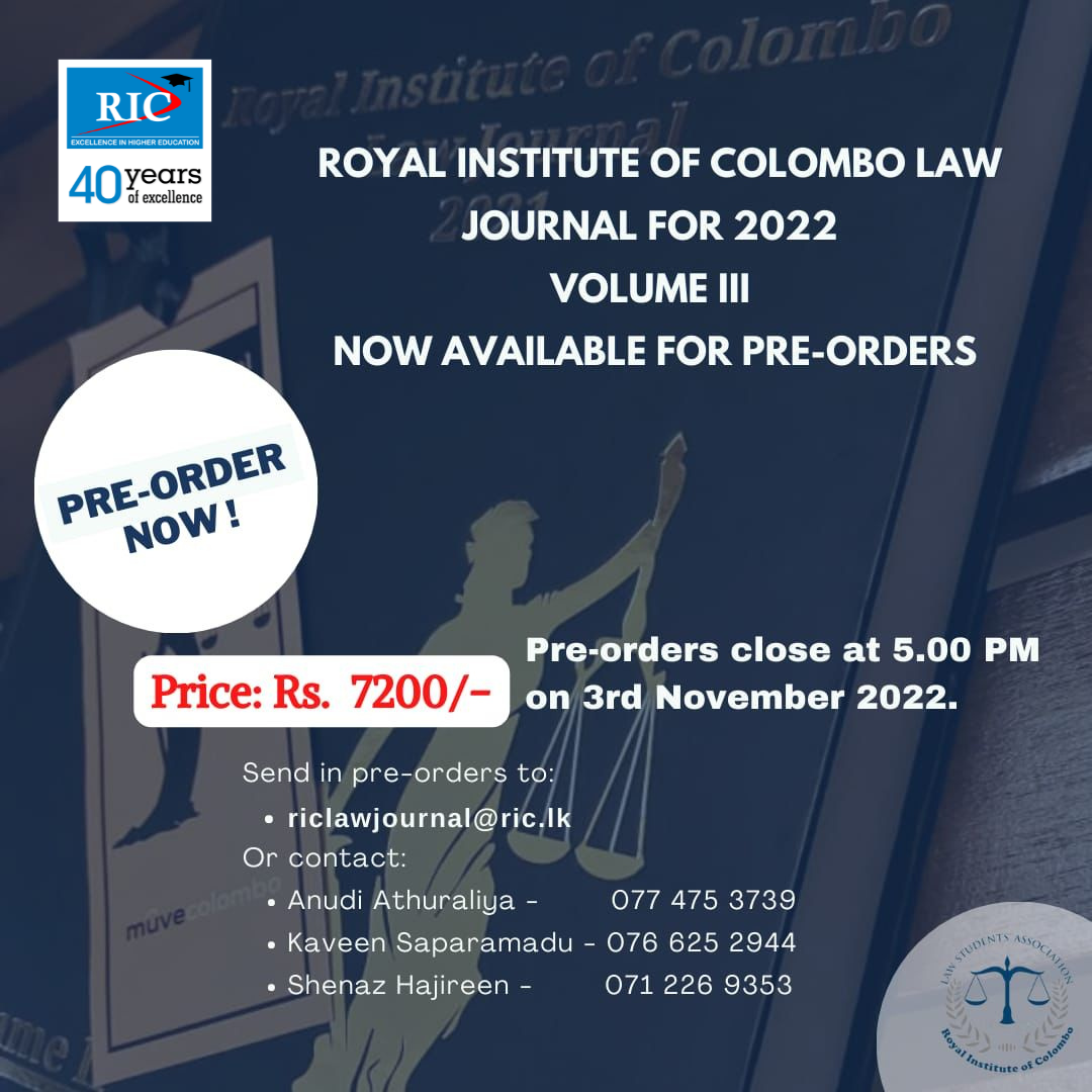 The RIC Law Journal 2022 is now... - Royal Institute Campus | Facebook