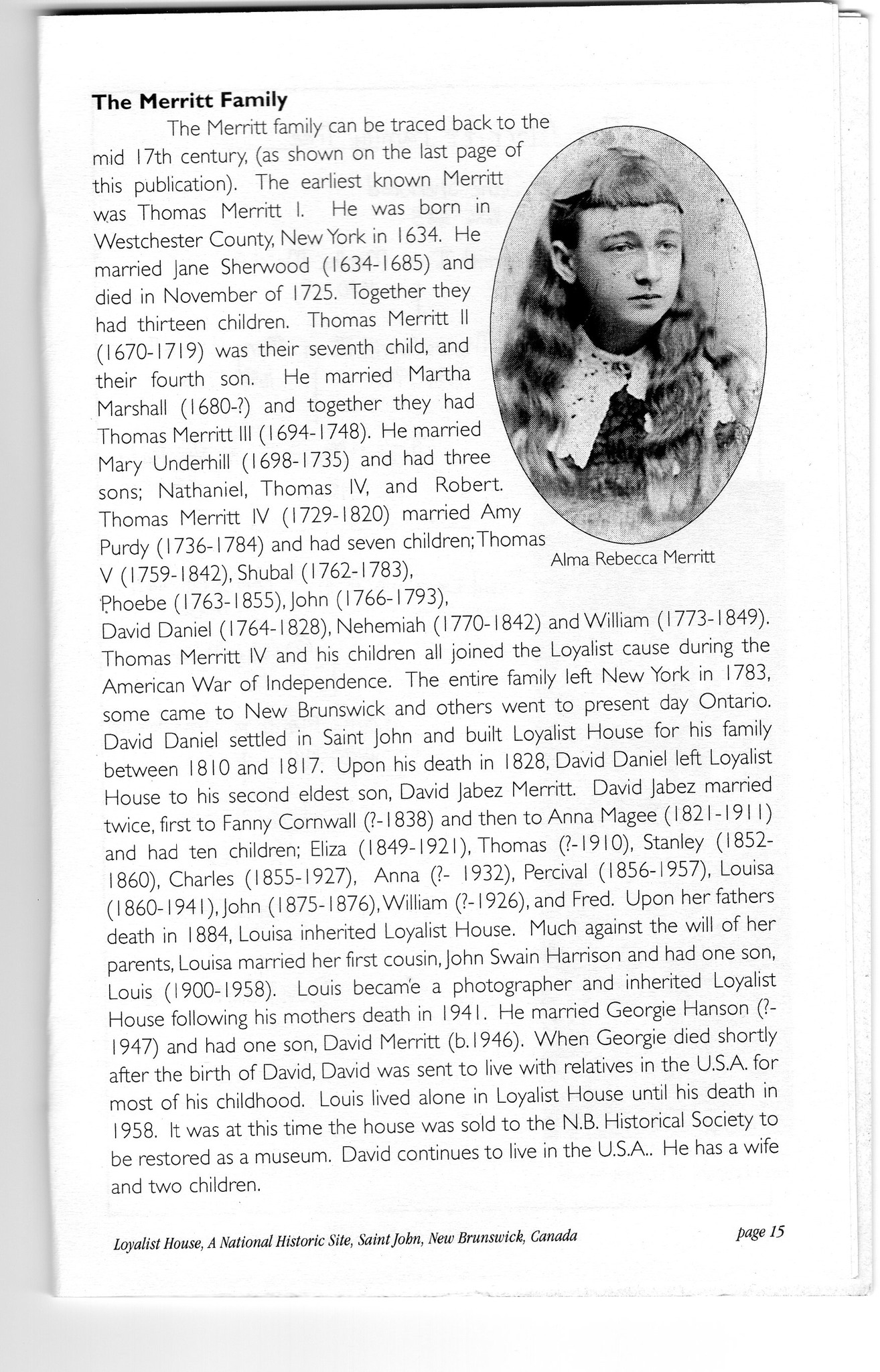 The Loyalist - A brief summary of the Merritt family tree. This is from ...