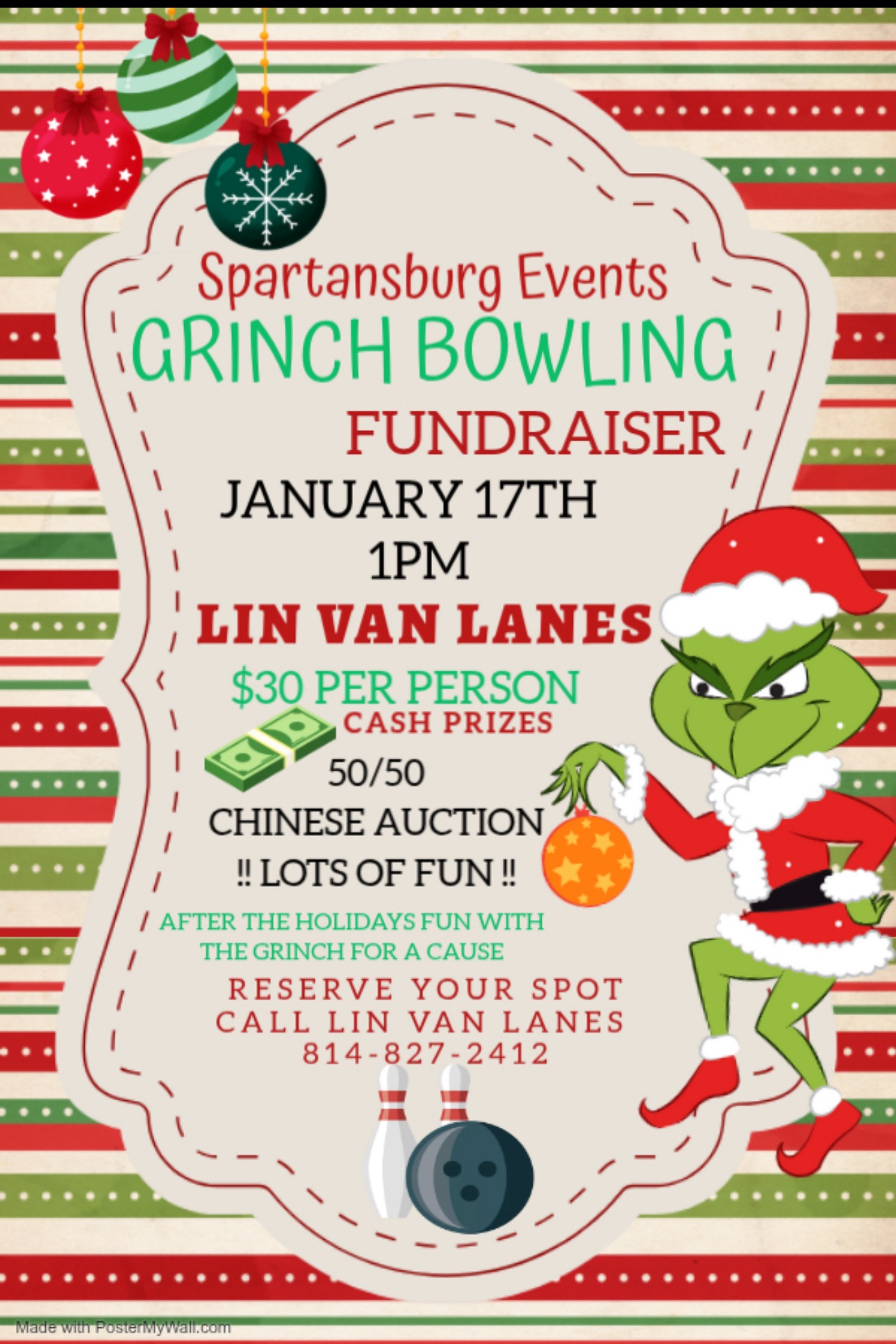 Spartansburg Events Grinch Bowling Fundraiser