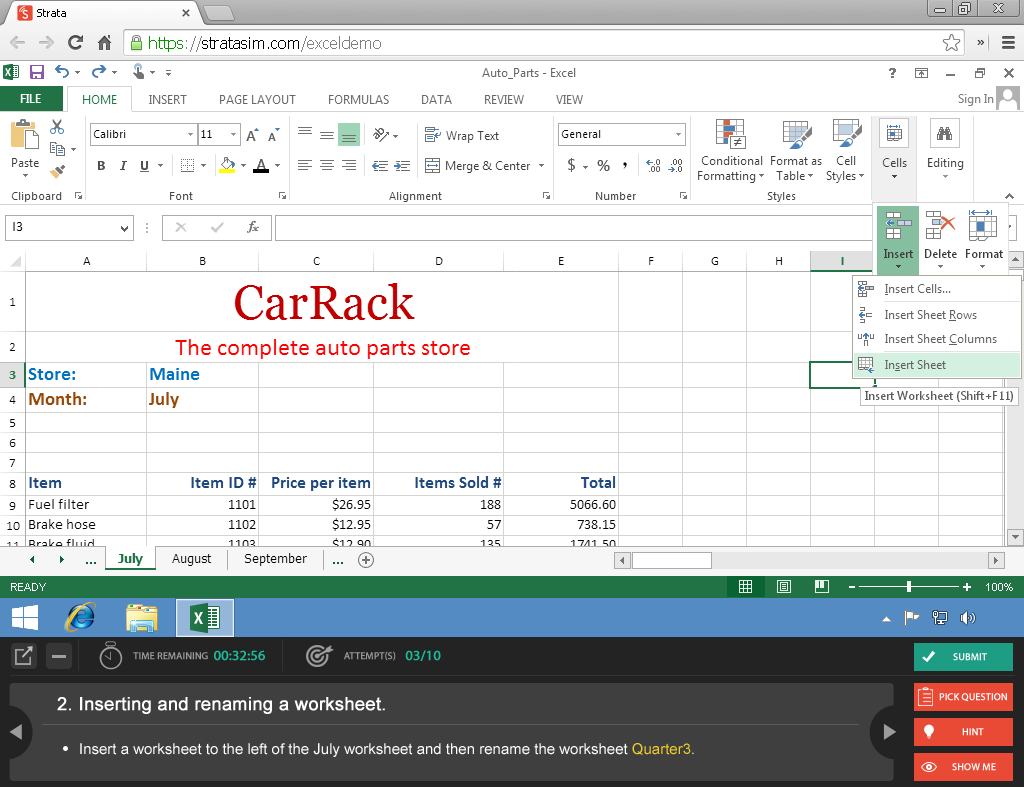 Stratasim Microsoft Office Simulation Training - By default, an # ...