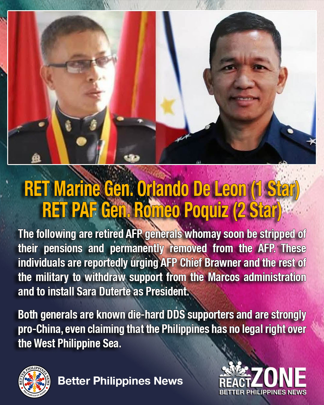 Better - RET MARINE GEN. ORLANDO DE LEON (1 STAR) RET PAF GEN. ROMEO ...