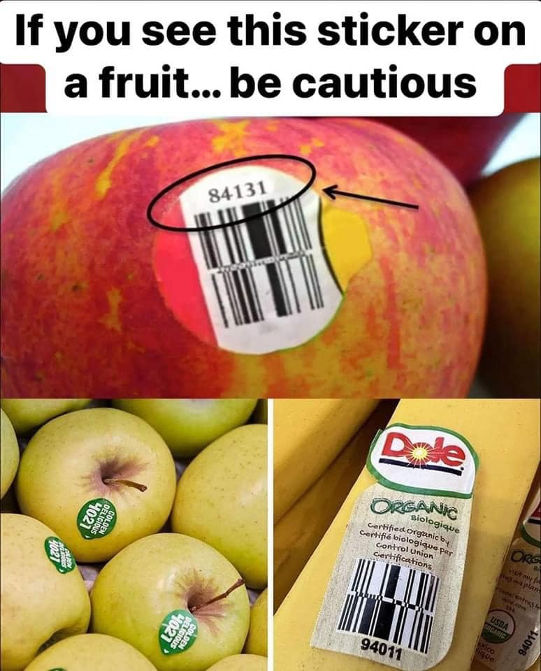 Is a fruit organic if it starts with a 6 and not a 9?