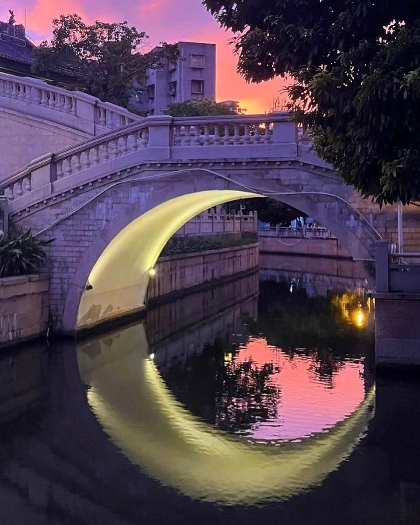Crescent Moon bridge in Yongqing Fang, Guangzhou, China