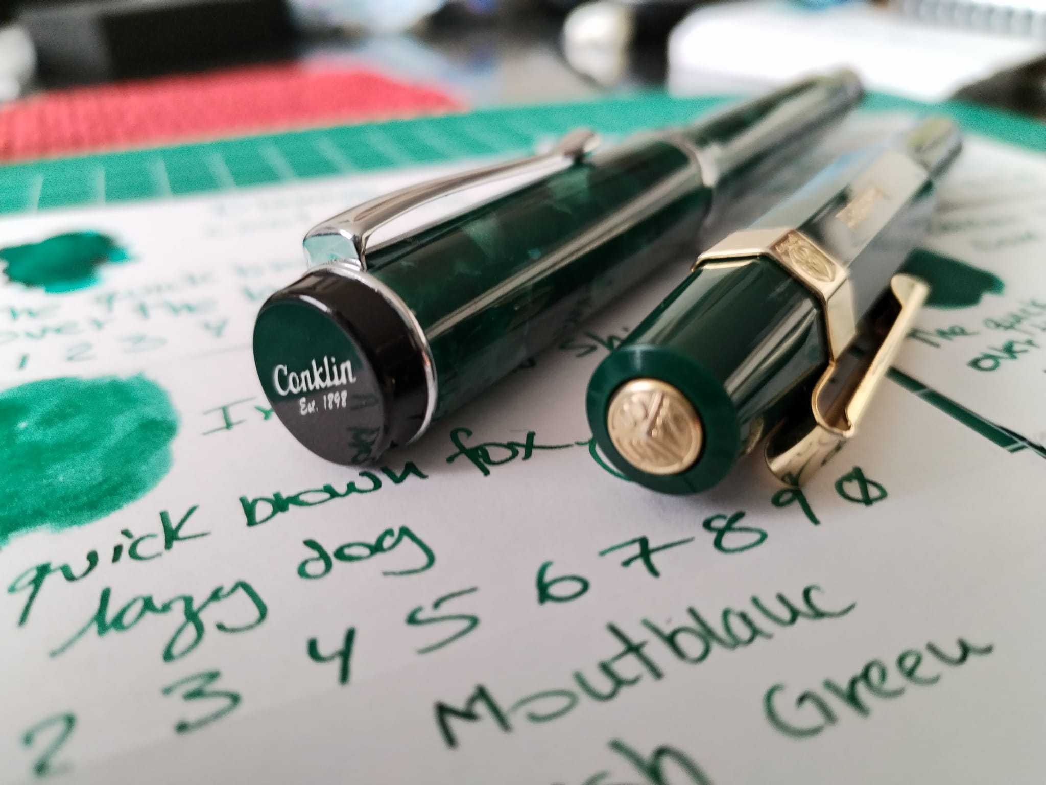 Which green pen and ink combination is preferred?